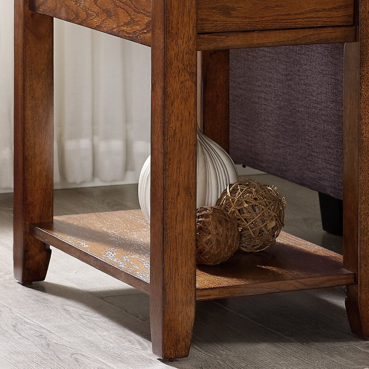 Oak Finish Chair Side End Table