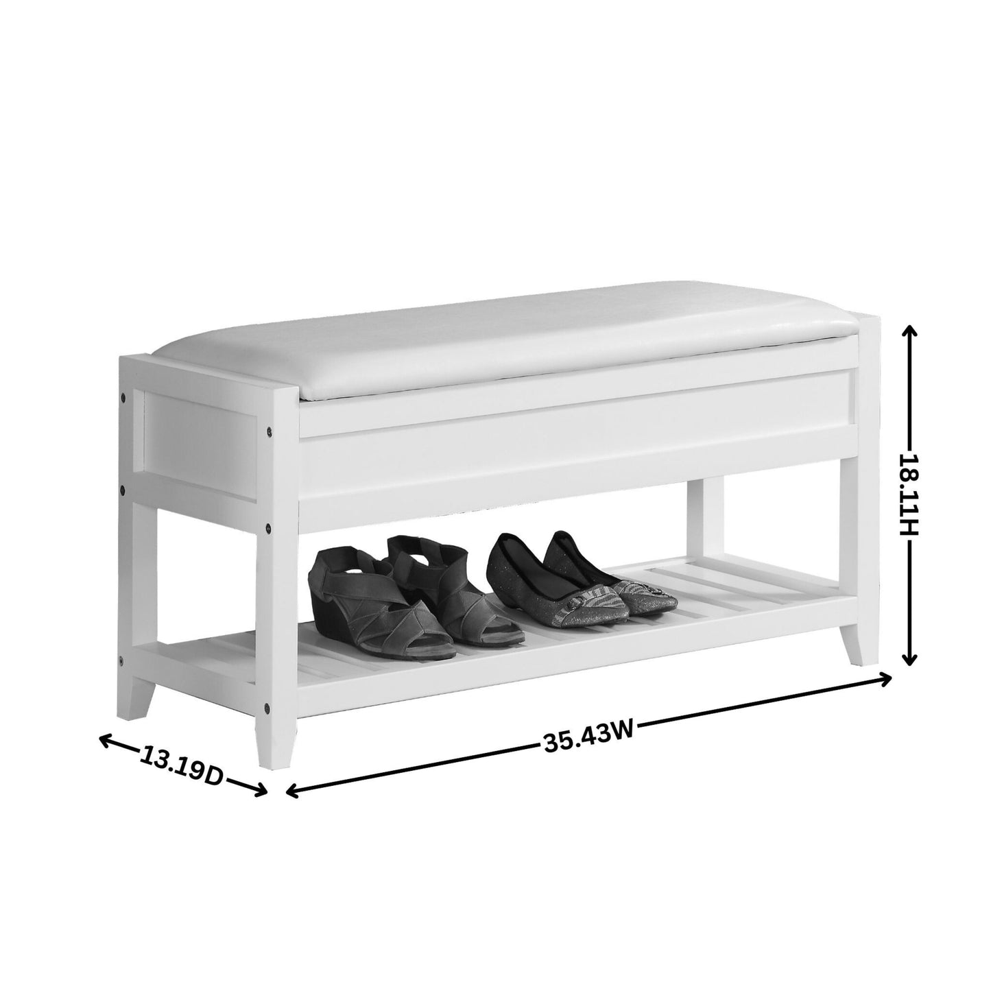 Rouen Espresso Seating Bench with Shoe Storage