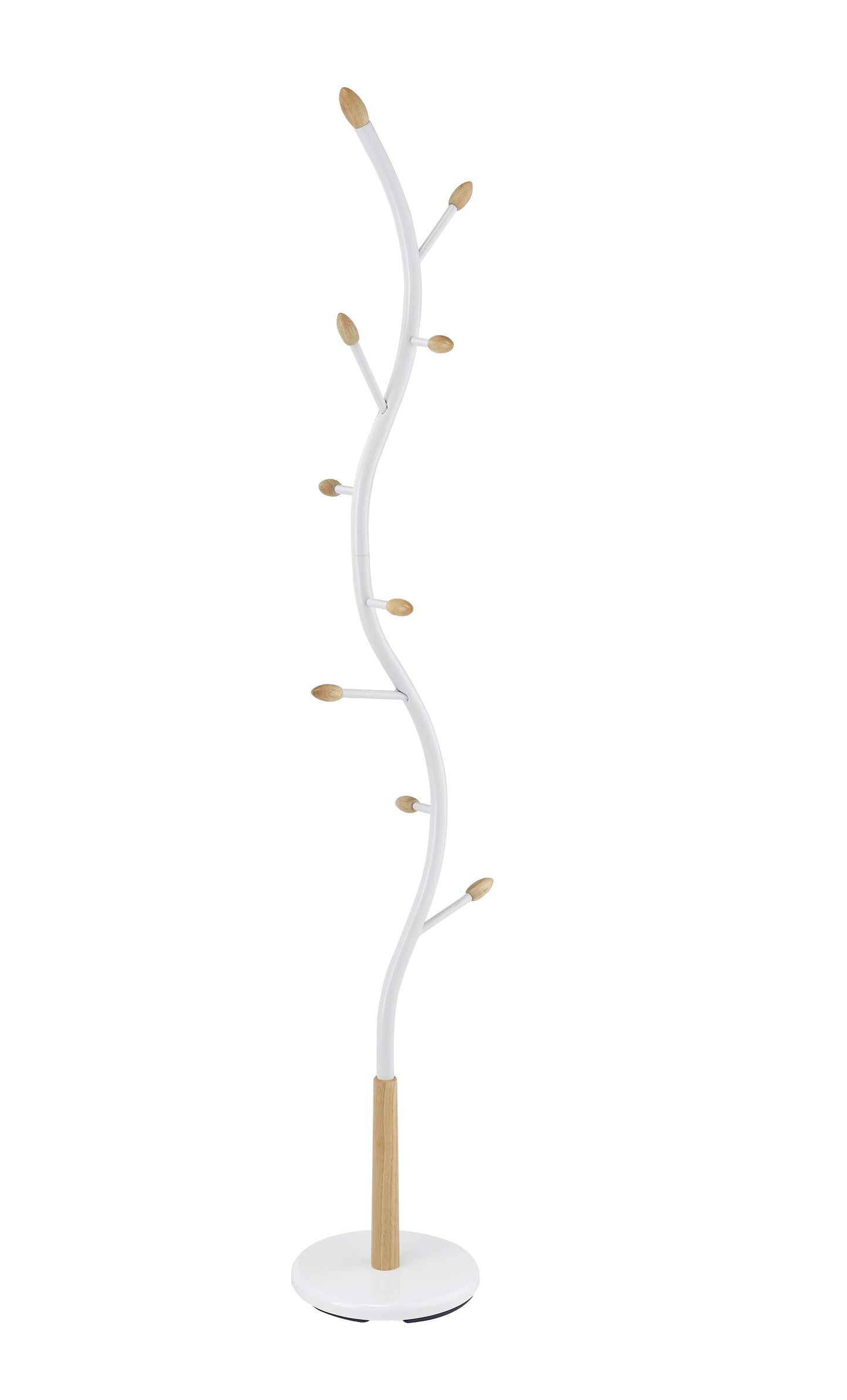 Roundhill Furniture Arles Metal Standing Coat Rack - Whtie and Oak