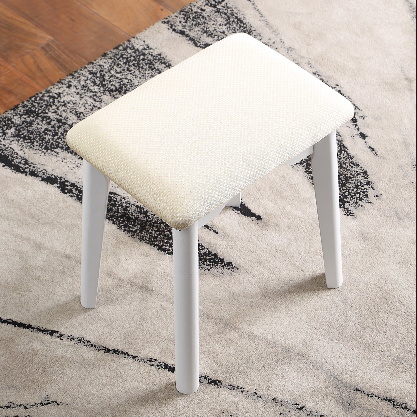 Roundhill Furniture Liannon Contemporary Wood Vanity and Stool Set, White