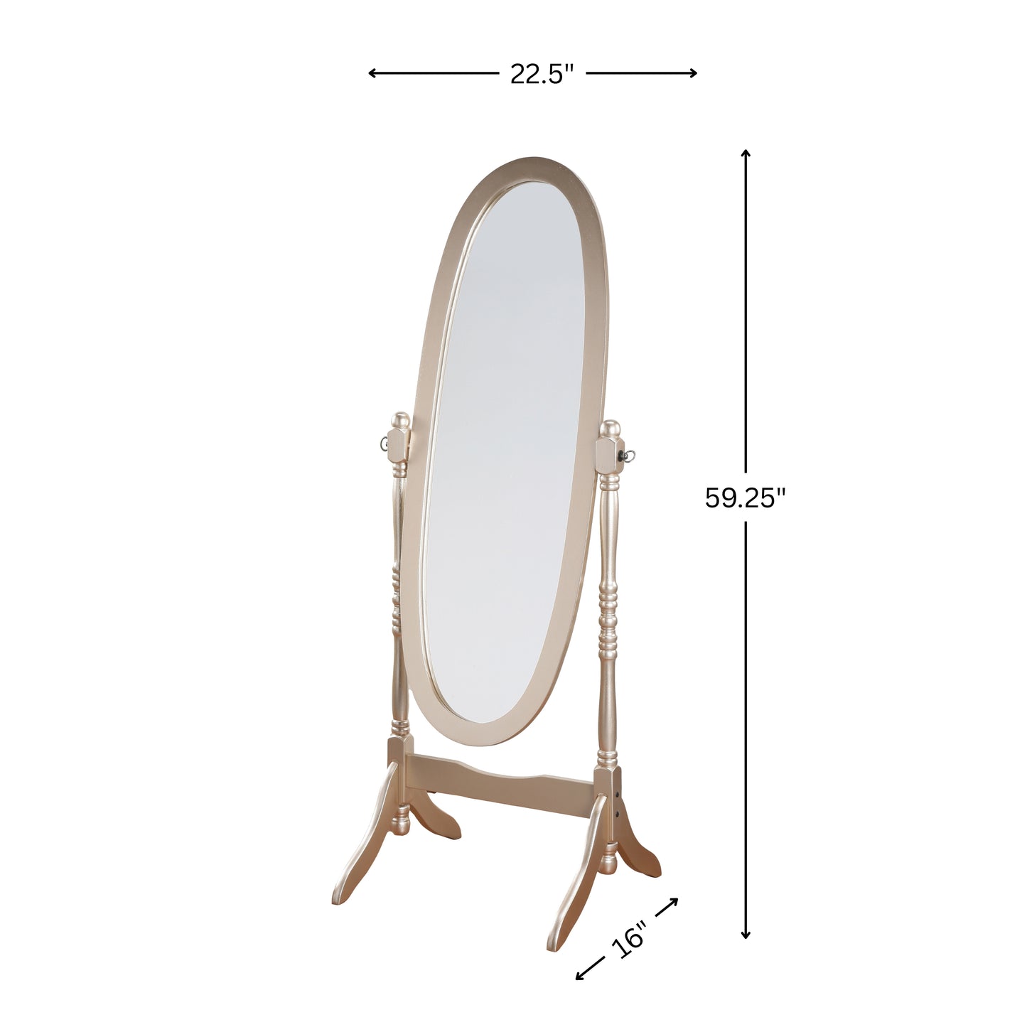 Traditional Queen Anna Style Wood Floor Cheval Mirror, Gold Finish