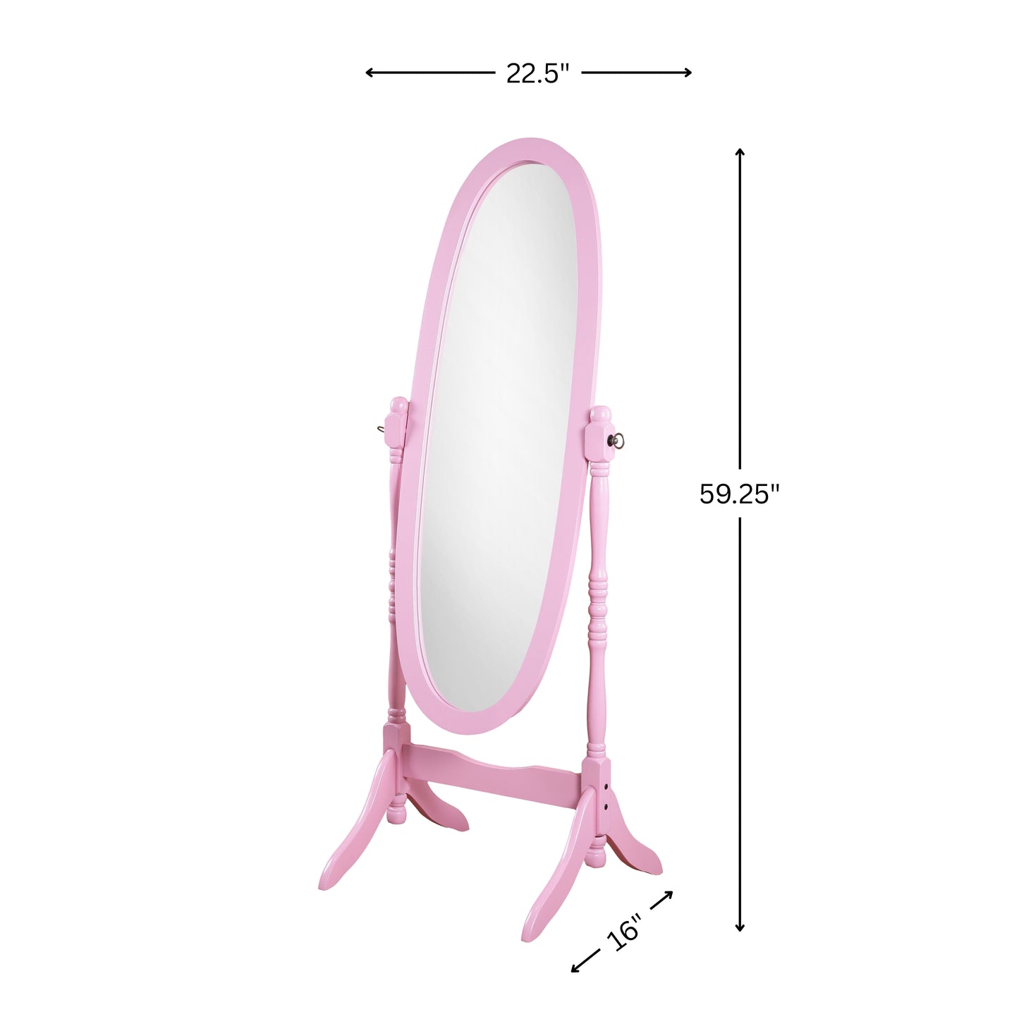 Traditional Queen Anna Style Wood Floor Cheval Mirror, Pink Finish