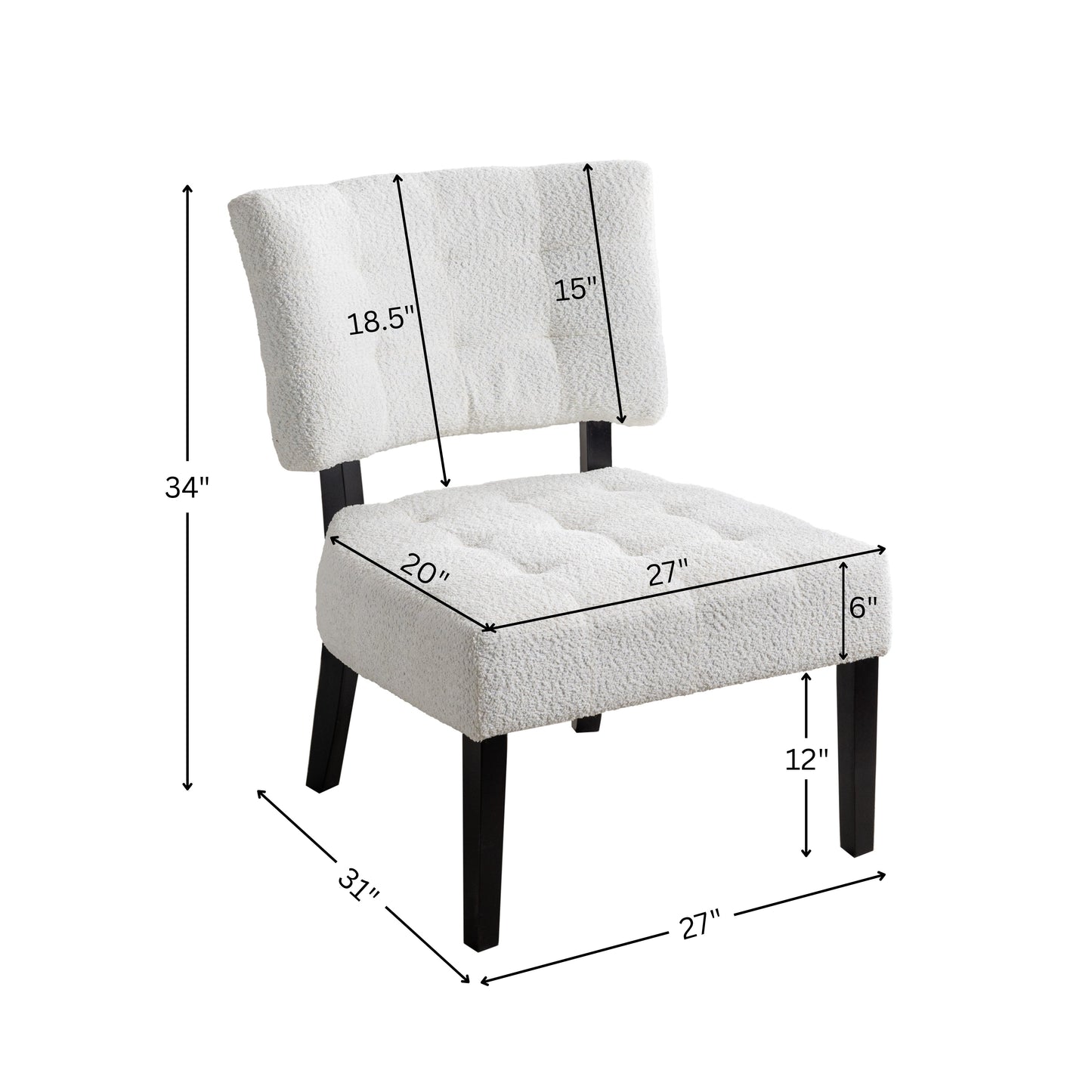 Faux Leather Tufted Accent Chair with Oversized Seating, Black