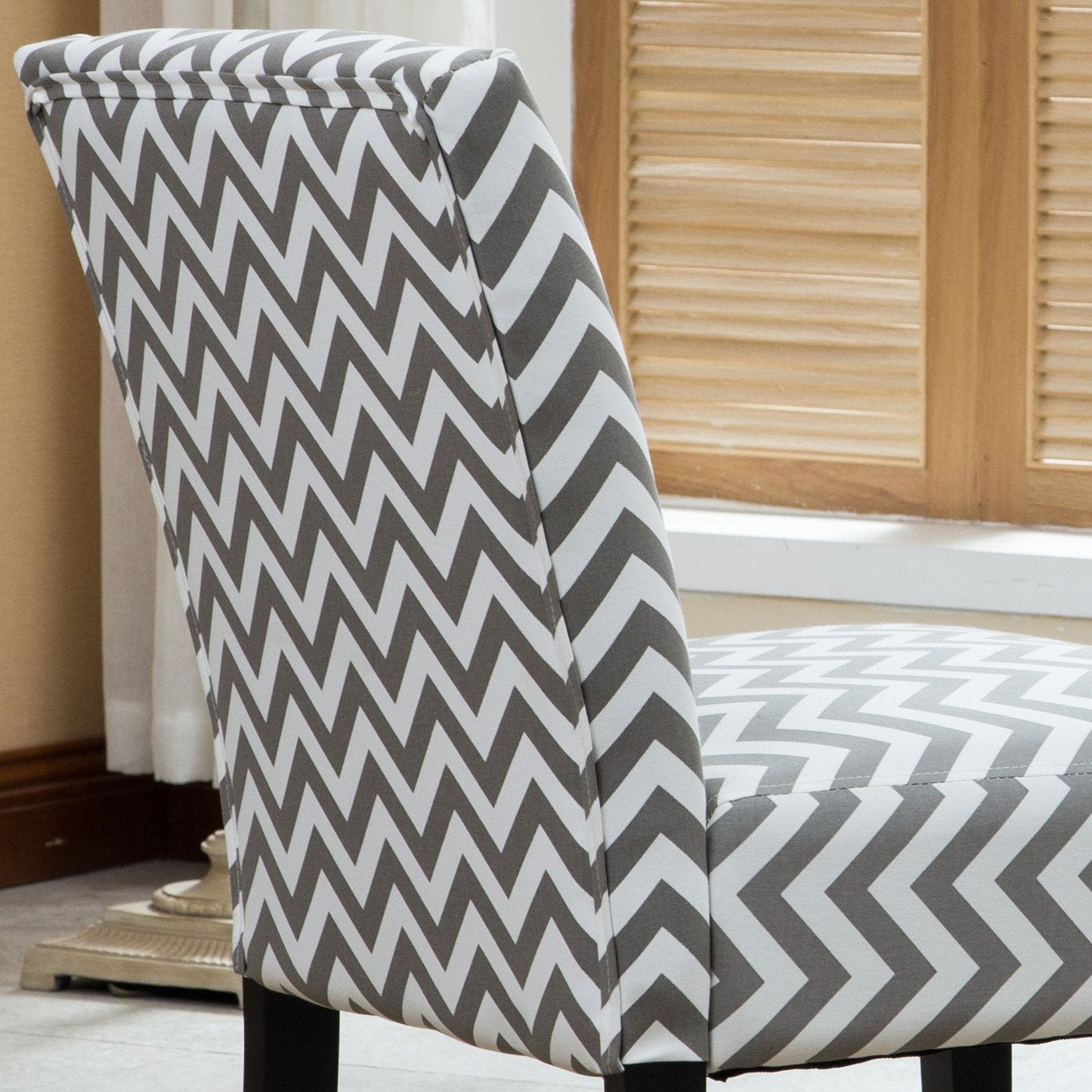 Botticelli Grey Wave Print Fabric Armless Contemporary Accent Chair