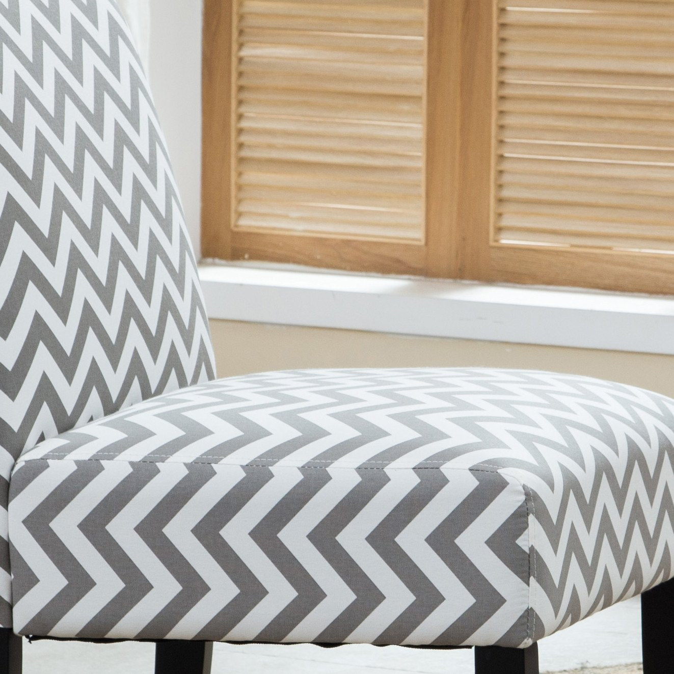 Botticelli Grey Wave Print Fabric Armless Contemporary Accent Chair