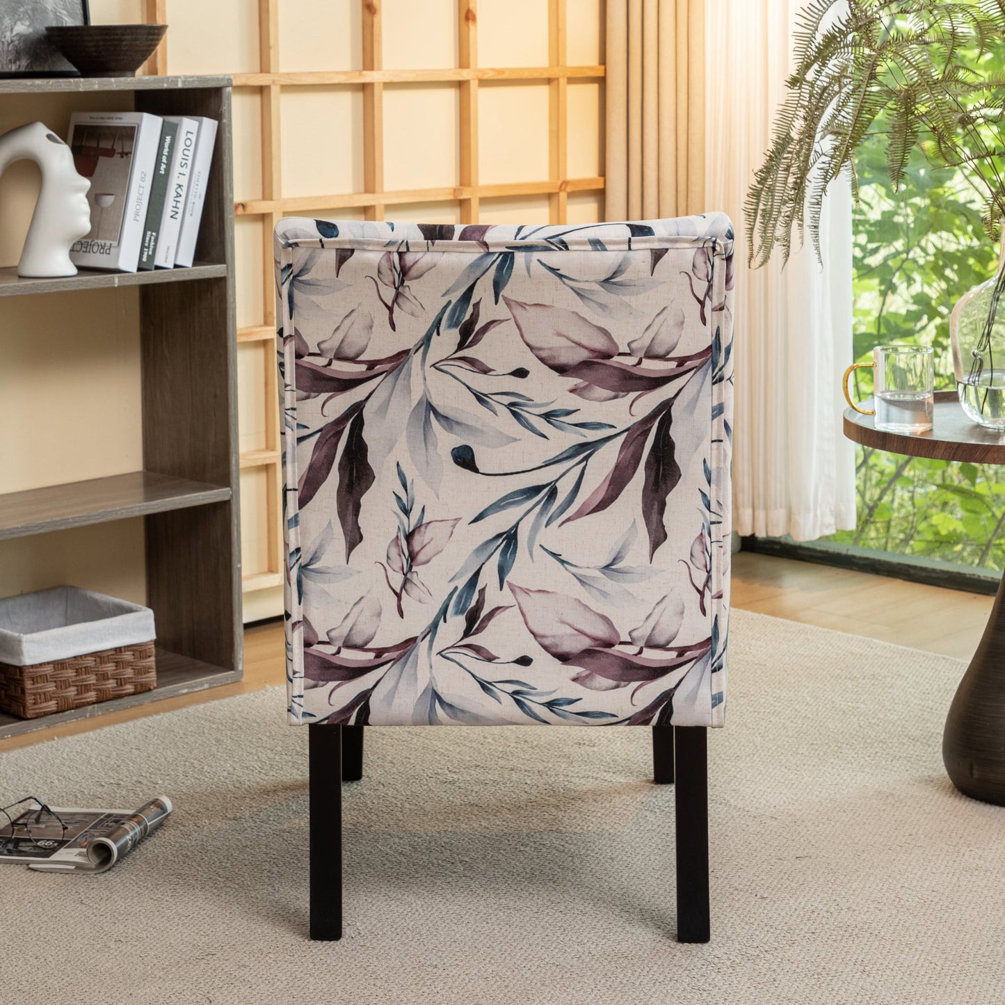 Roundhill Furniture Capa Fabric Armless Contemporary Accent Chair, Purple Floral