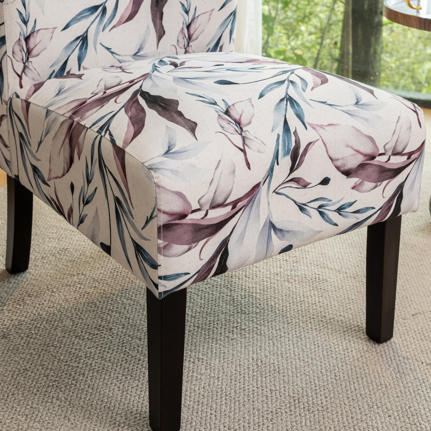 Roundhill Furniture Capa Fabric Armless Contemporary Accent Chair, Purple Floral