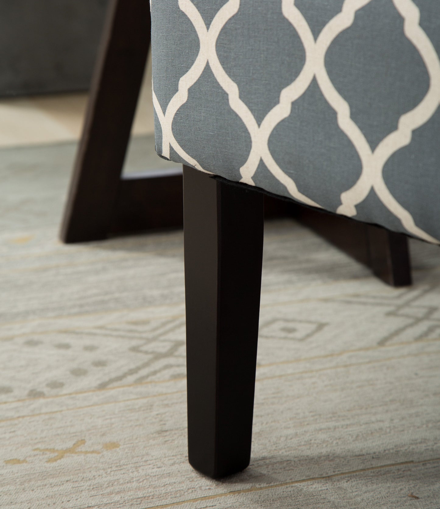 Capa Print Fabric Armless Contemporary Accent Chair, Grid