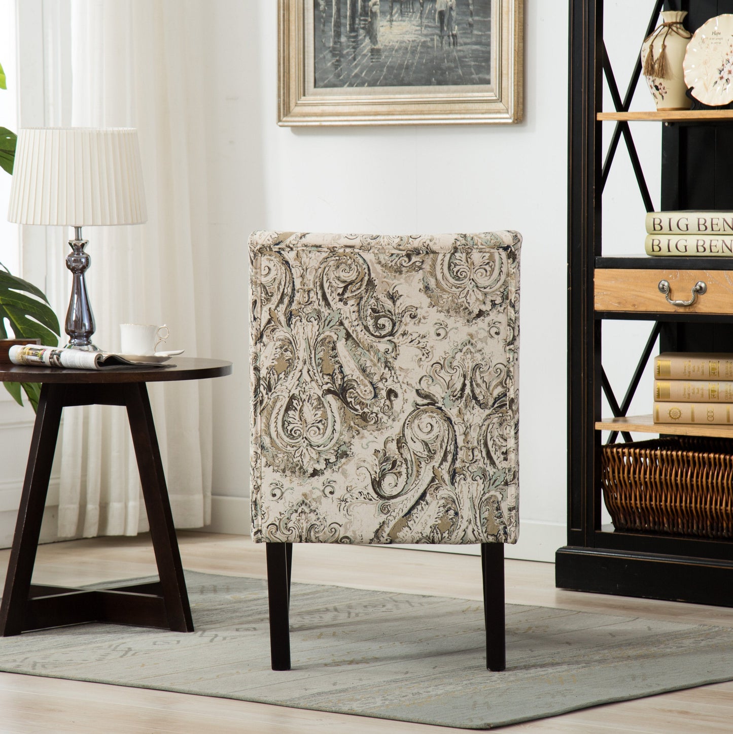 Capa Print Fabric Armless Contemporary Accent Chair, Paisley