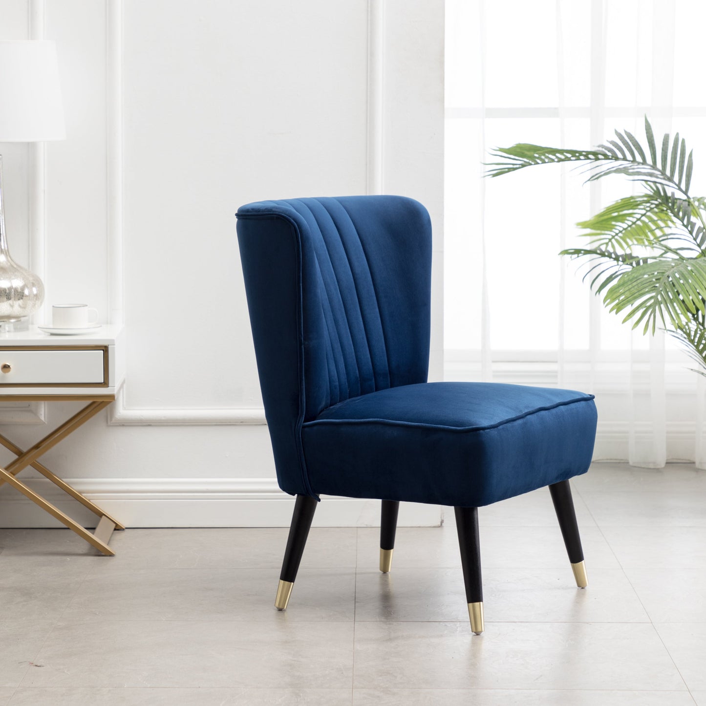 Roundhill Furniture Elon Contemporary Velvet Upholstered Accent Chair, Blue