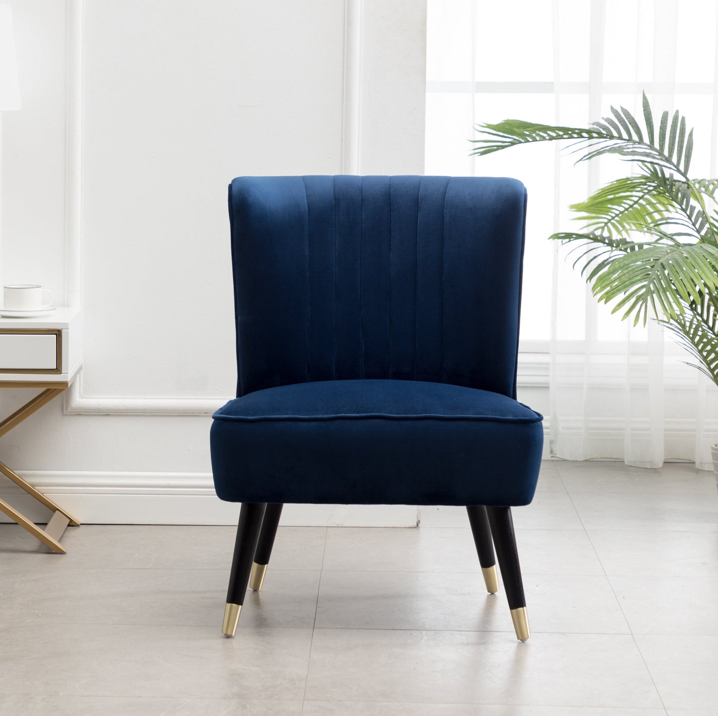 Roundhill Furniture Elon Contemporary Velvet Upholstered Accent Chair, Blue