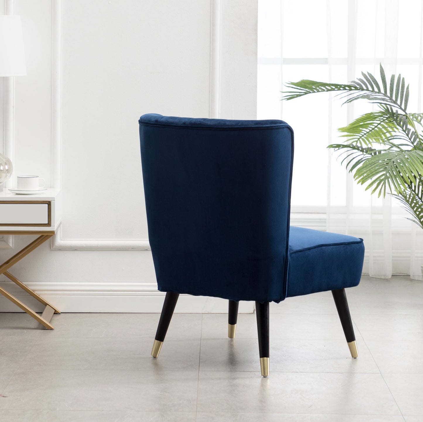 Roundhill Furniture Elon Contemporary Velvet Upholstered Accent Chair, Blue