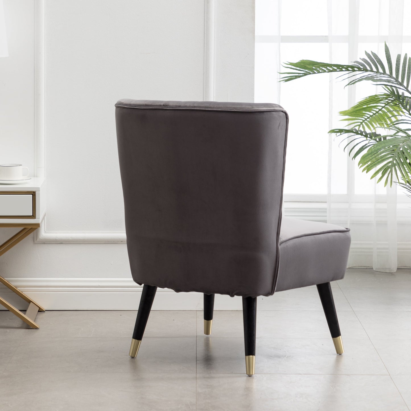 Roundhill Furniture Elon Contemporary Velvet Upholstered Accent Chair, Gray