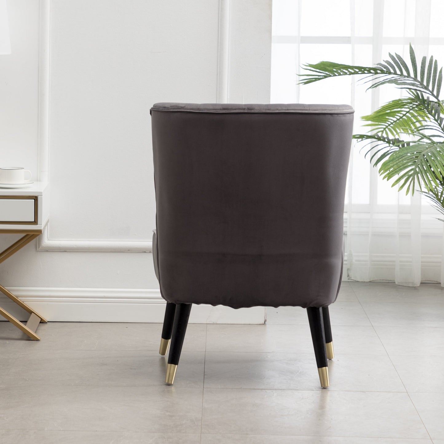 Roundhill Furniture Elon Contemporary Velvet Upholstered Accent Chair, Gray