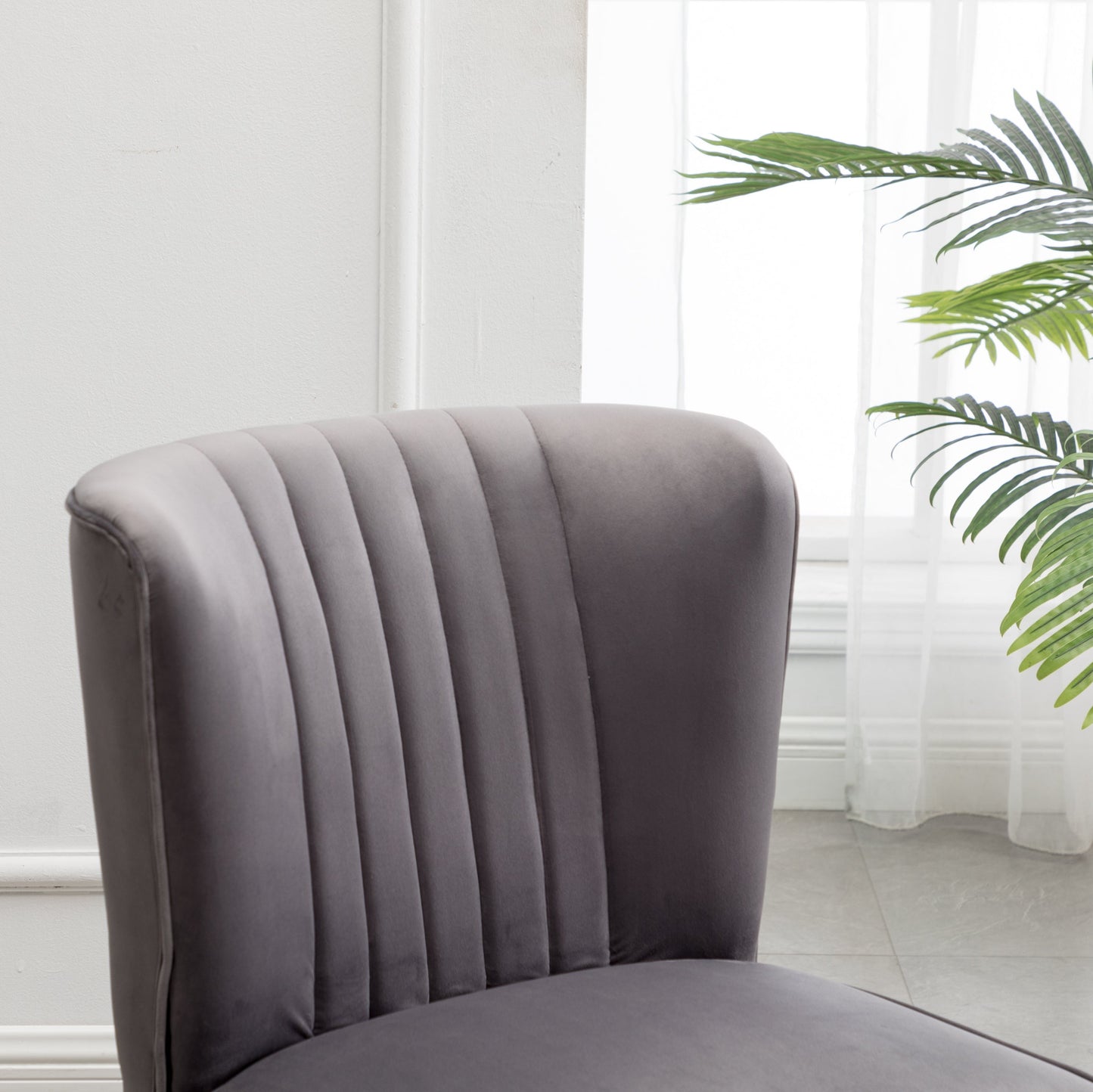 Roundhill Furniture Elon Contemporary Velvet Upholstered Accent Chair, Gray