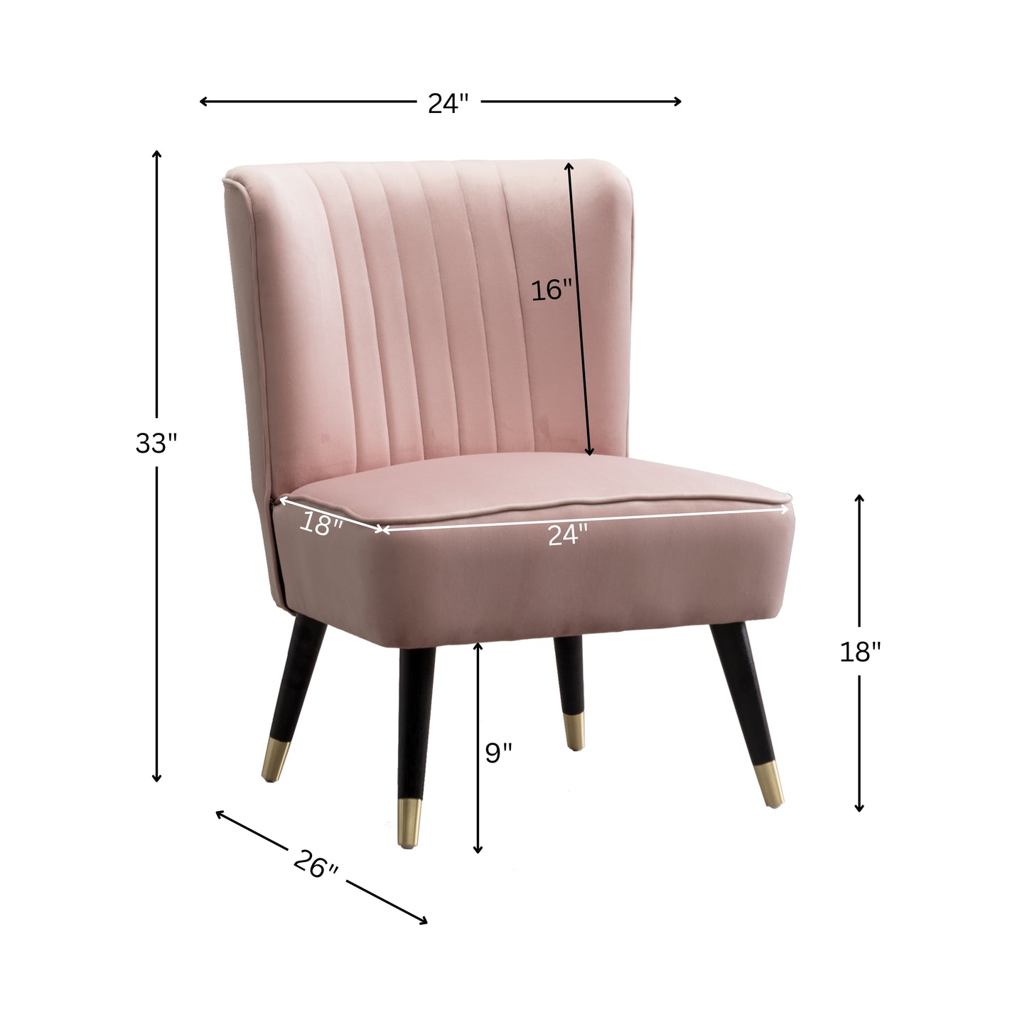 Elon Contemporary Velvet Upholstered Accent Chair, Pink