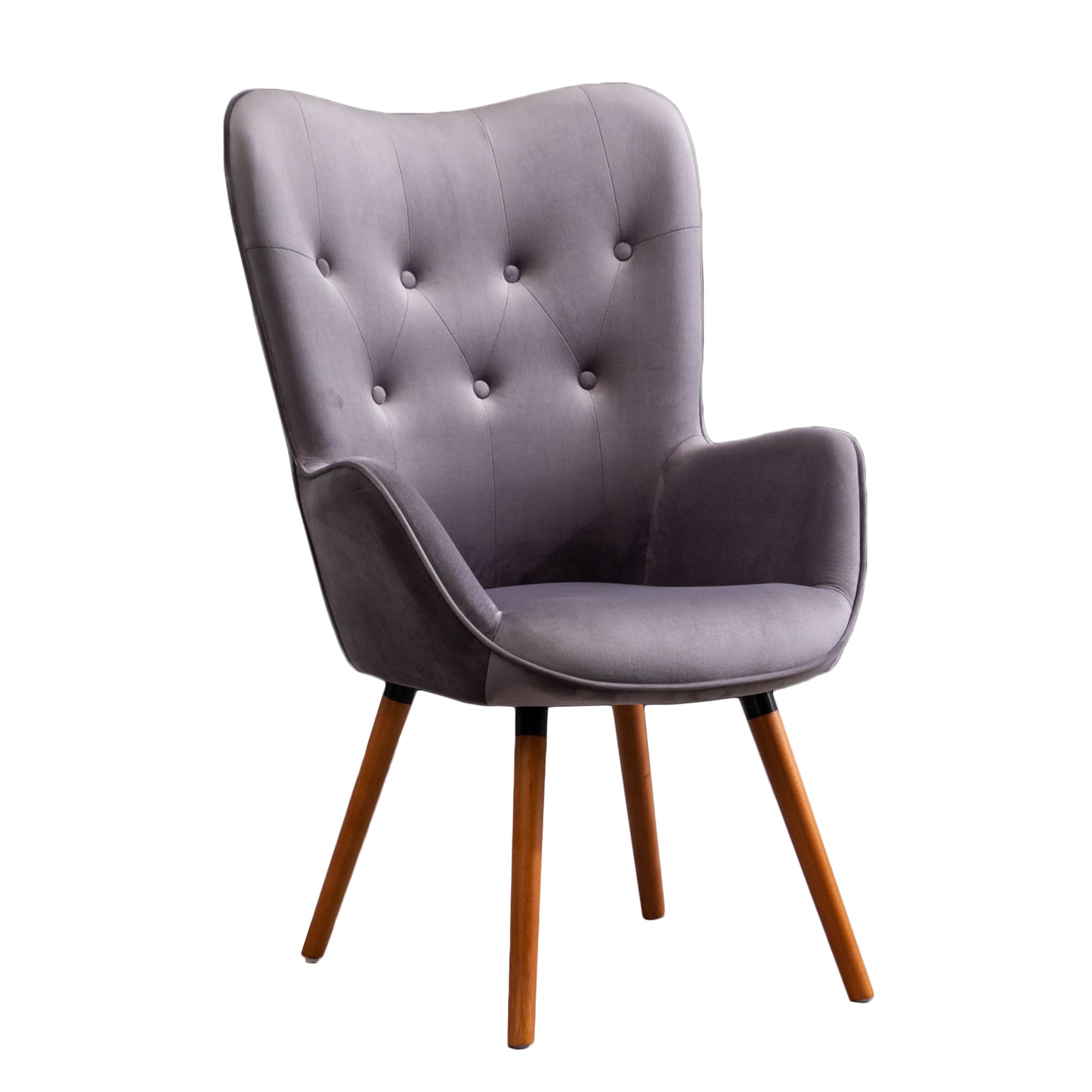 Roundhill Furniture Doarnin Contemporary Silky Velvet Tufted Button Back Accent Chair, Gray