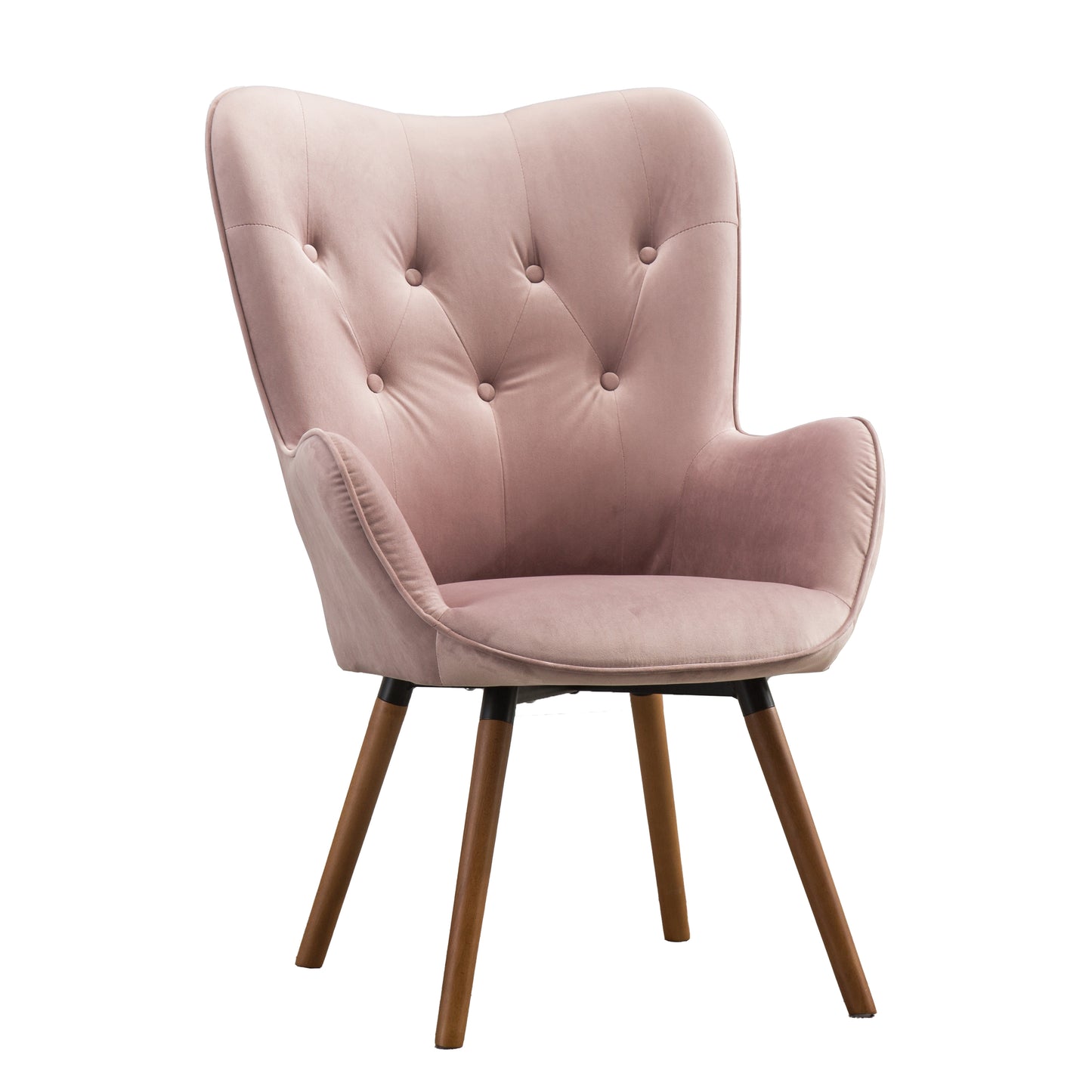 Roundhill Furniture Doarnin Contemporary Silky Velvet Tufted Button Back Accent Chair, Mauve