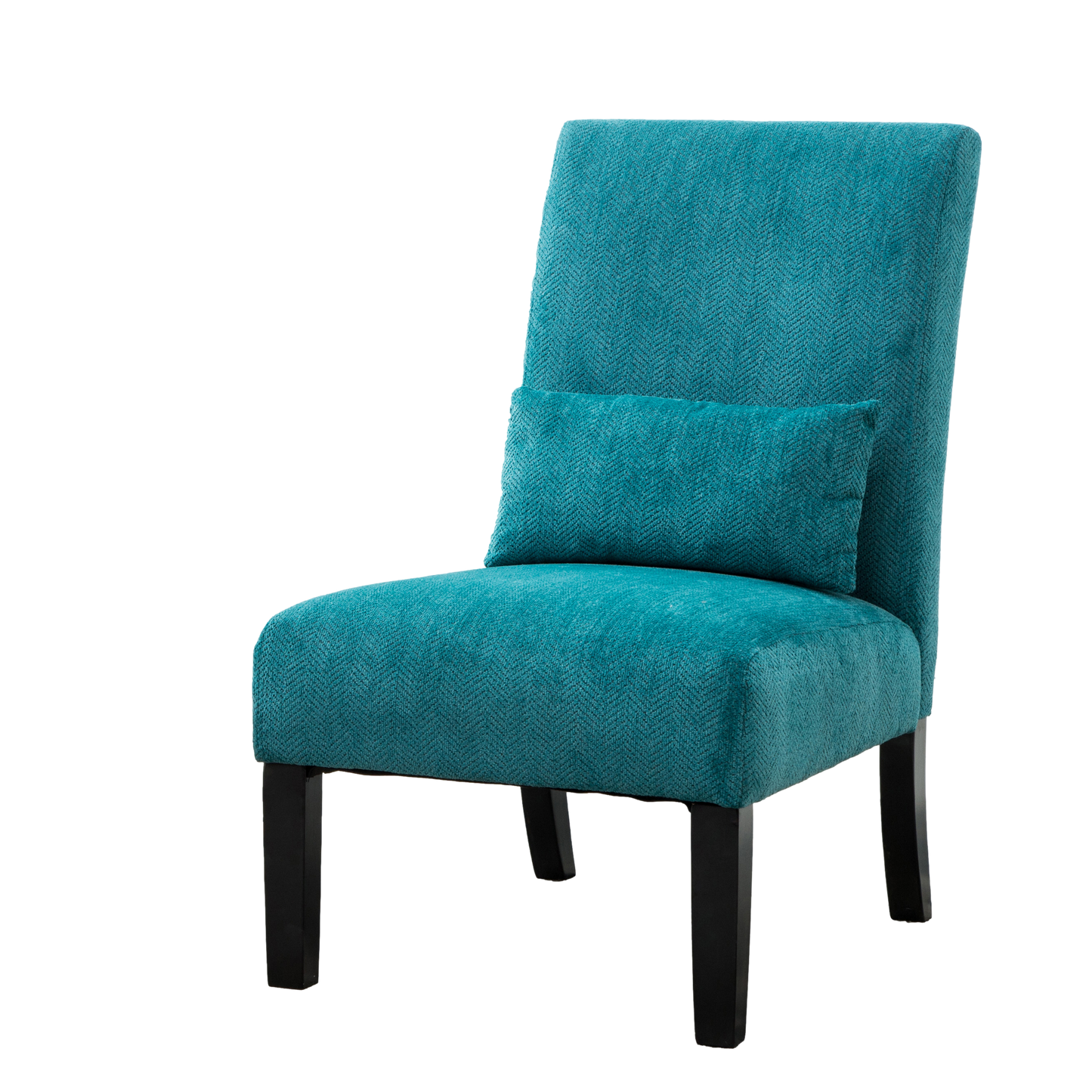 Roundhill Furniture Pisano chenille Fabric Armless Contemporary Accent Chair with Matching Kidney Pillow, Teal Blue