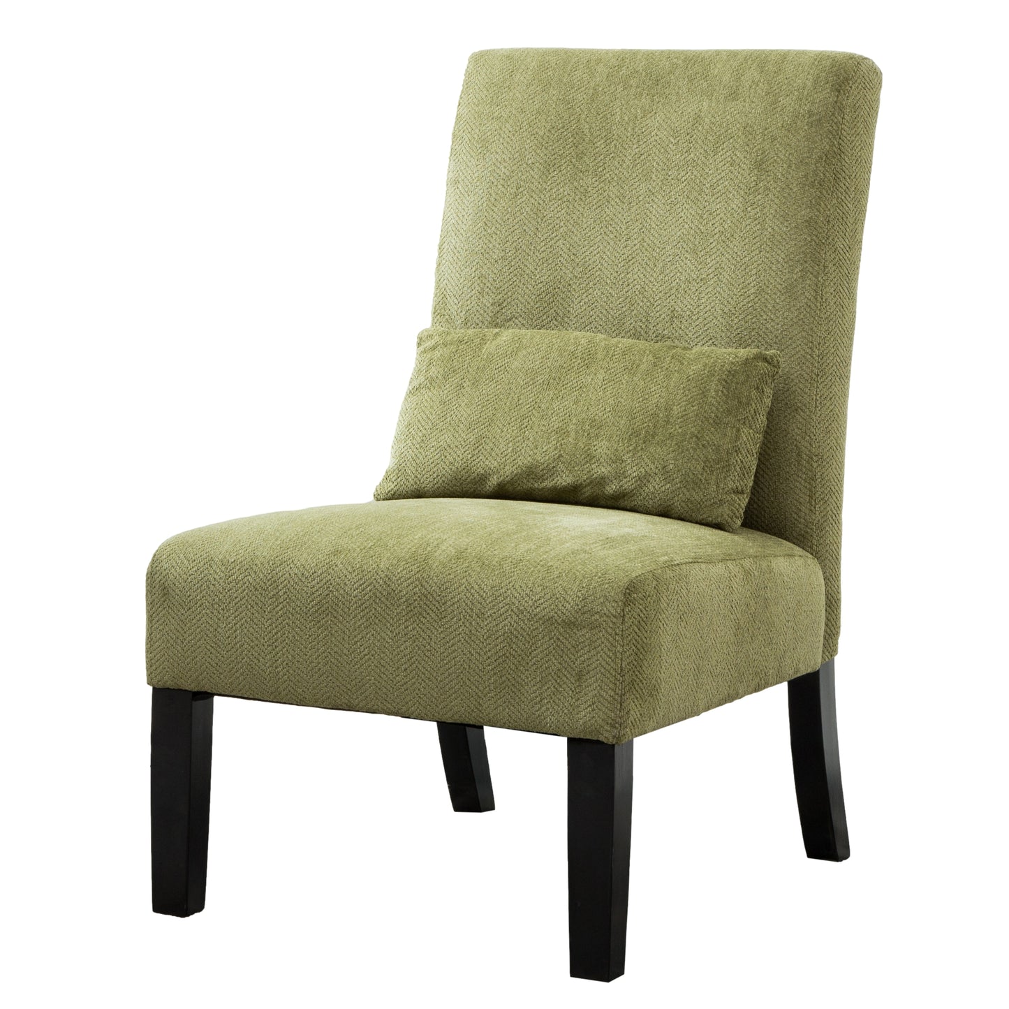 Roundhill Furniture Pisano chenille Fabric Armless Contemporary Accent Chair with Matching Kidney Pillow, Spring Green