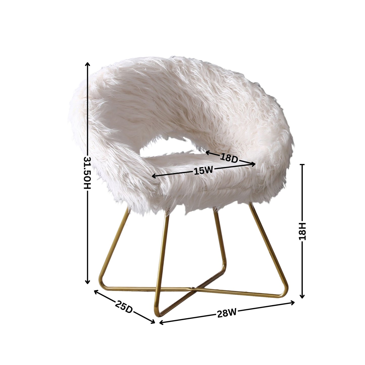 Roundhill Furniture Slatina Faux Fur Upholstered Accent Chair, White
