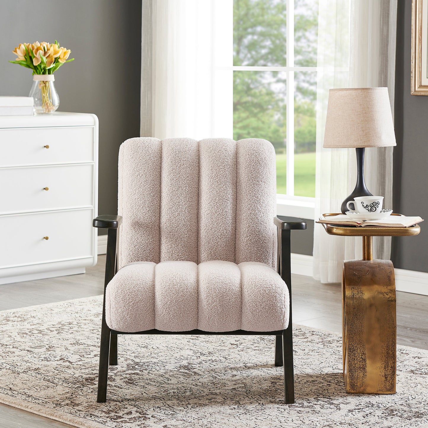 Roundhill Furniture Rella Modern Accent Chair with Espresso Wood Frame