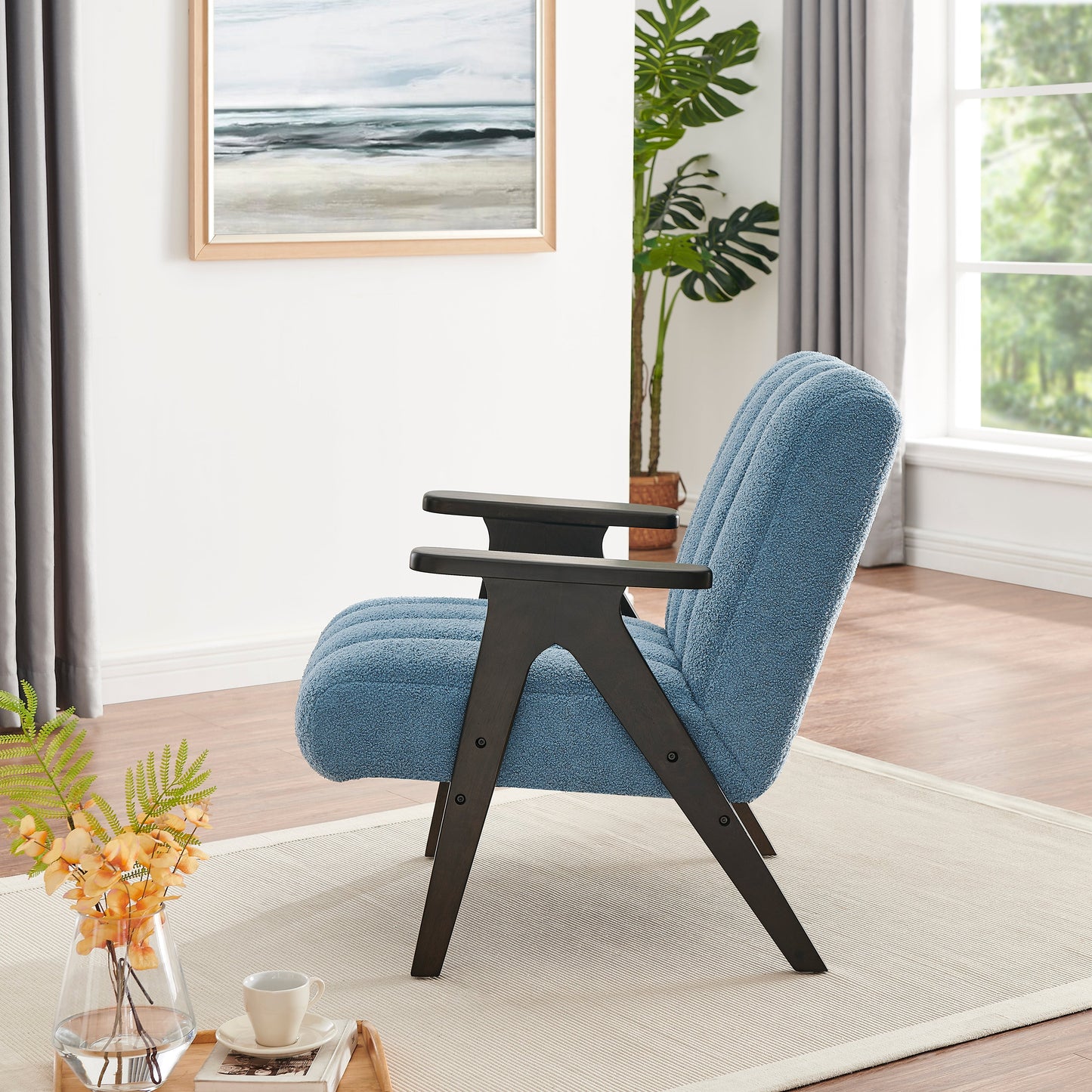 Roundhill Furniture Rella Modern Accent Chair with Espresso Wood Frame