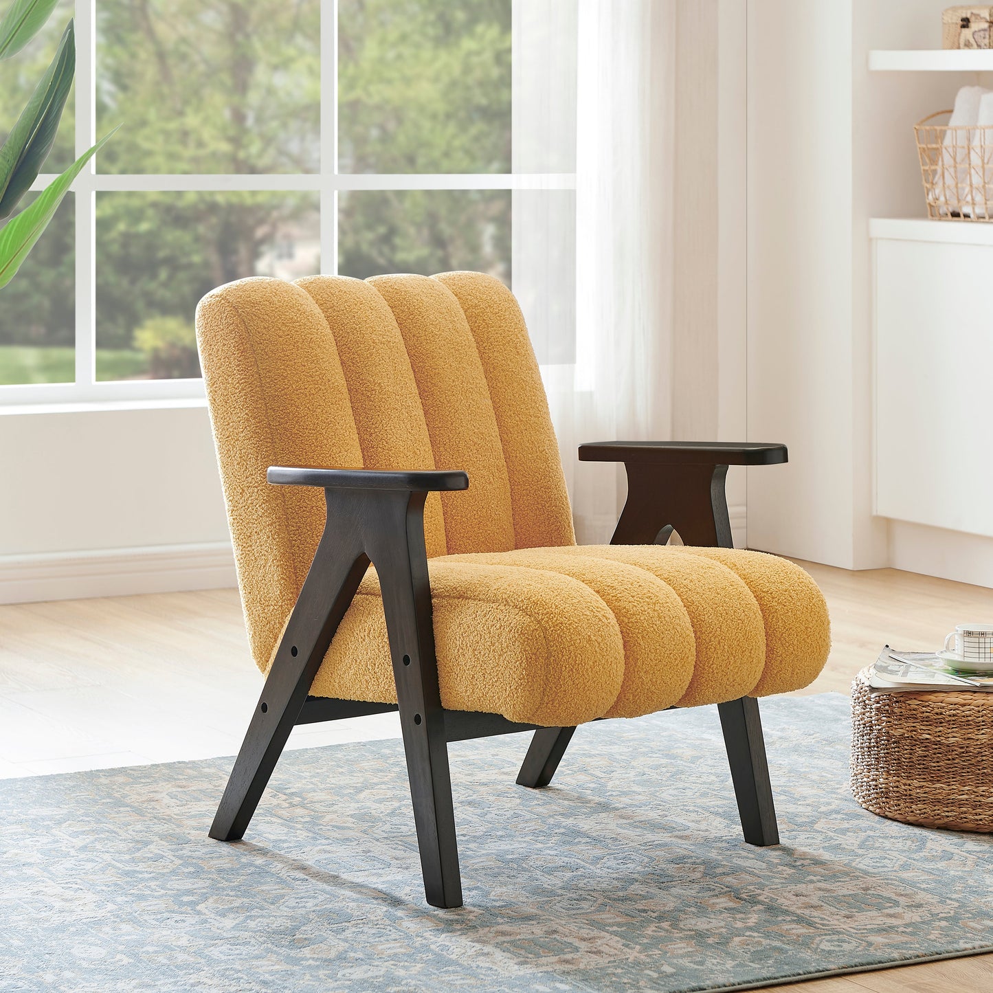 Roundhill Furniture Rella Modern Accent Chair with Espresso Wood Frame