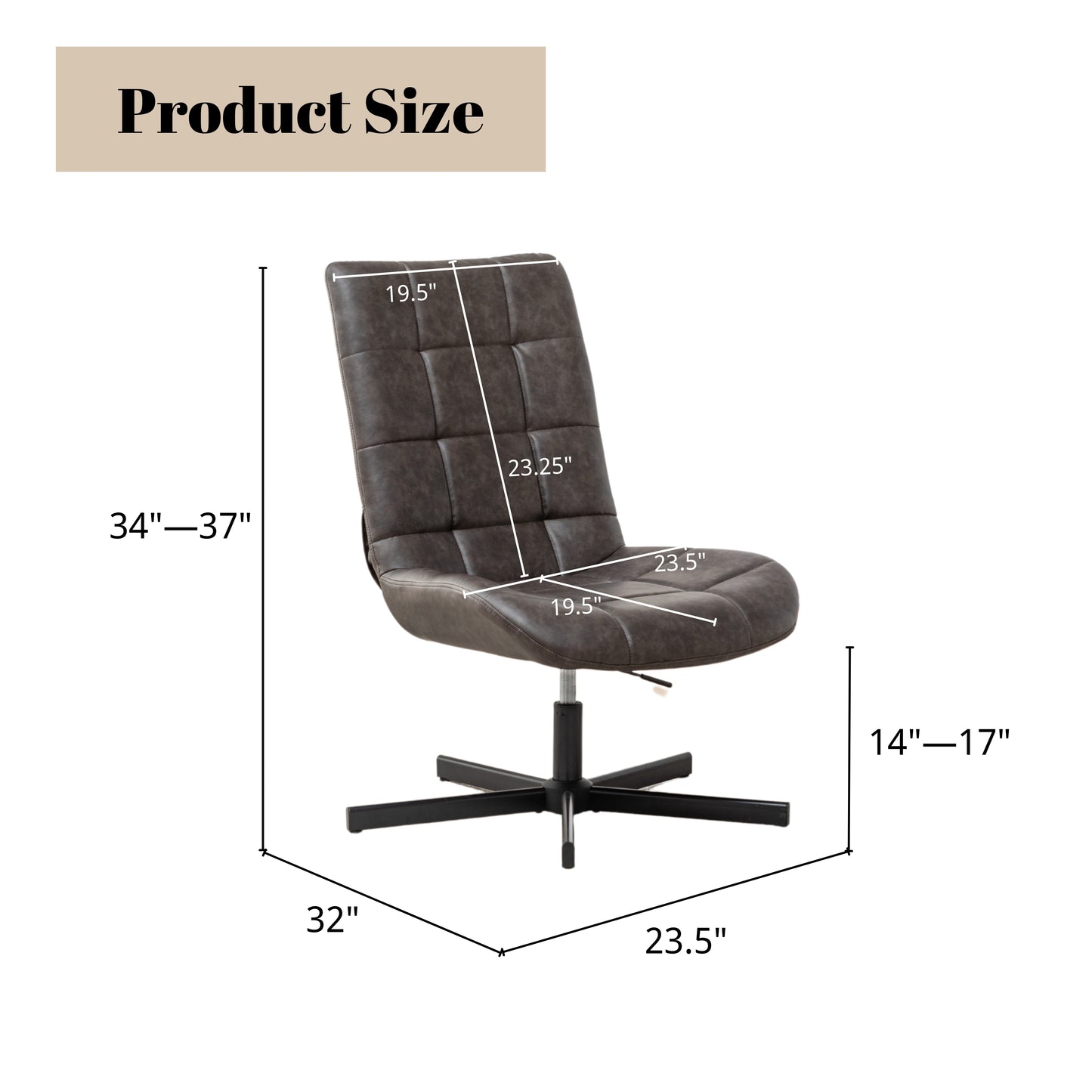 Roundhill Furniture Arlena Faux Leather Tufted Swivel Accent Chair