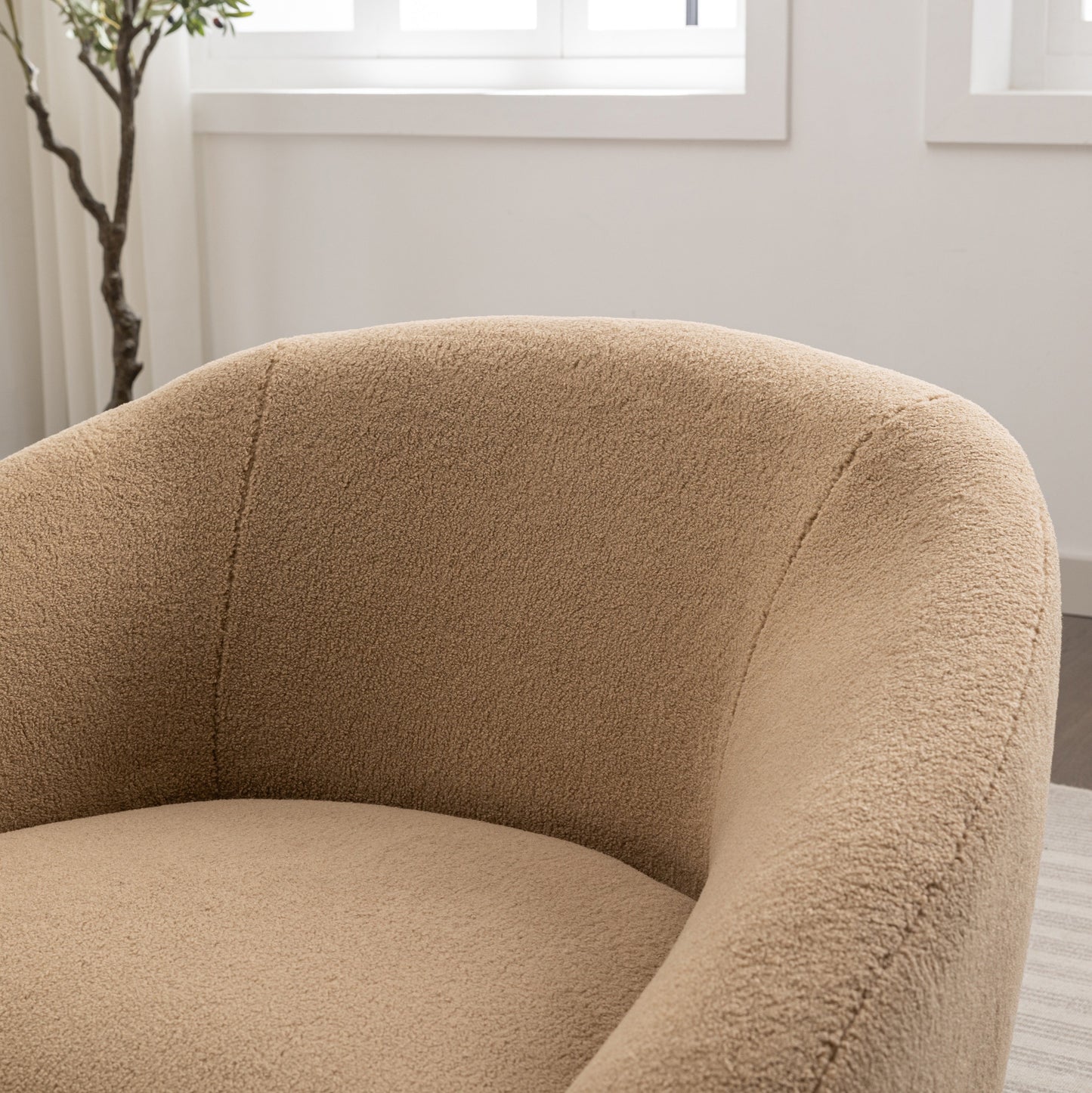 Roundhill Furniture Luzern Modern Boucle Upholstered Accent Chair, 360° Swivel