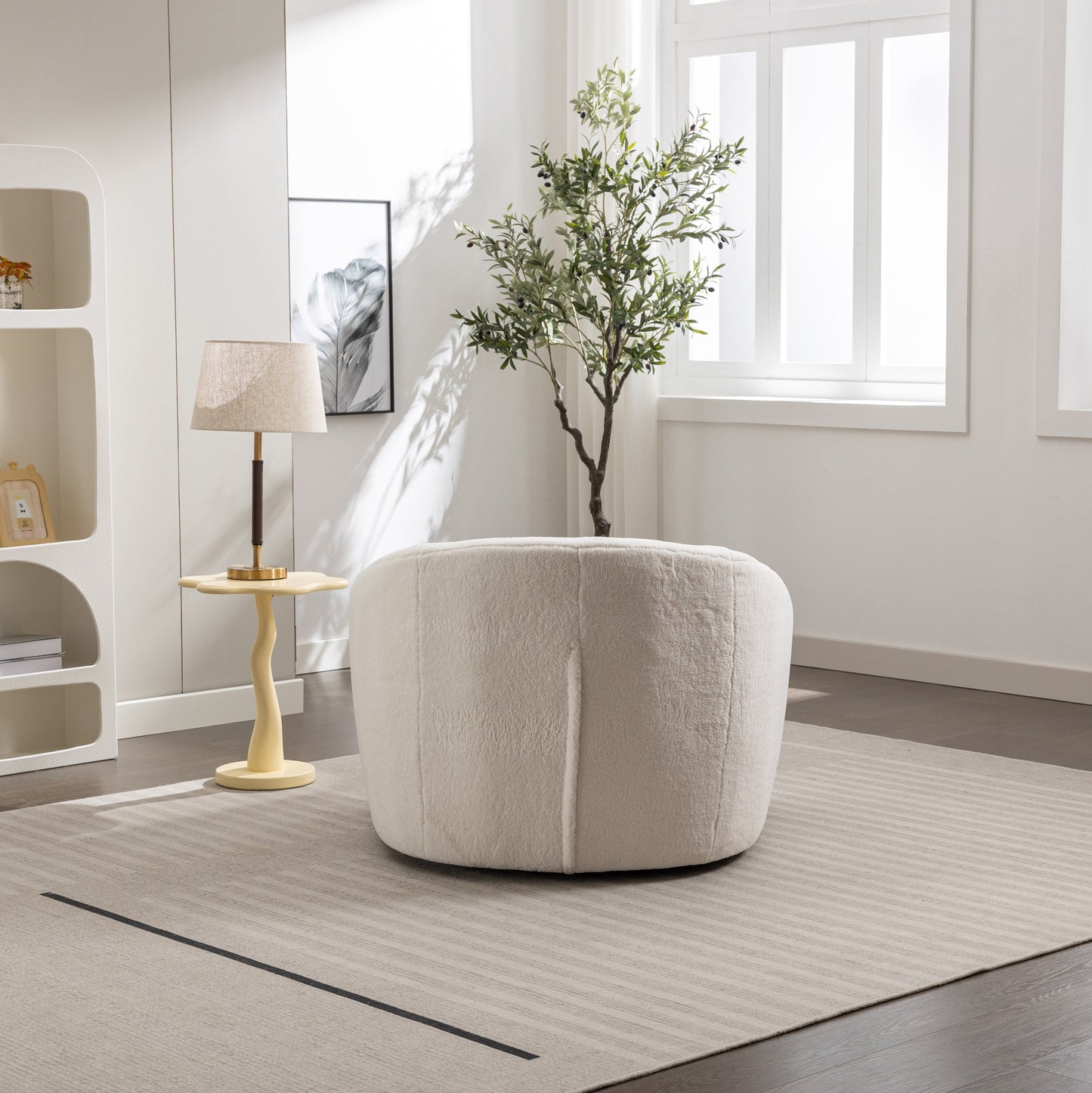Roundhill Furniture Luzern Modern Boucle Upholstered Accent Chair, 360° Swivel