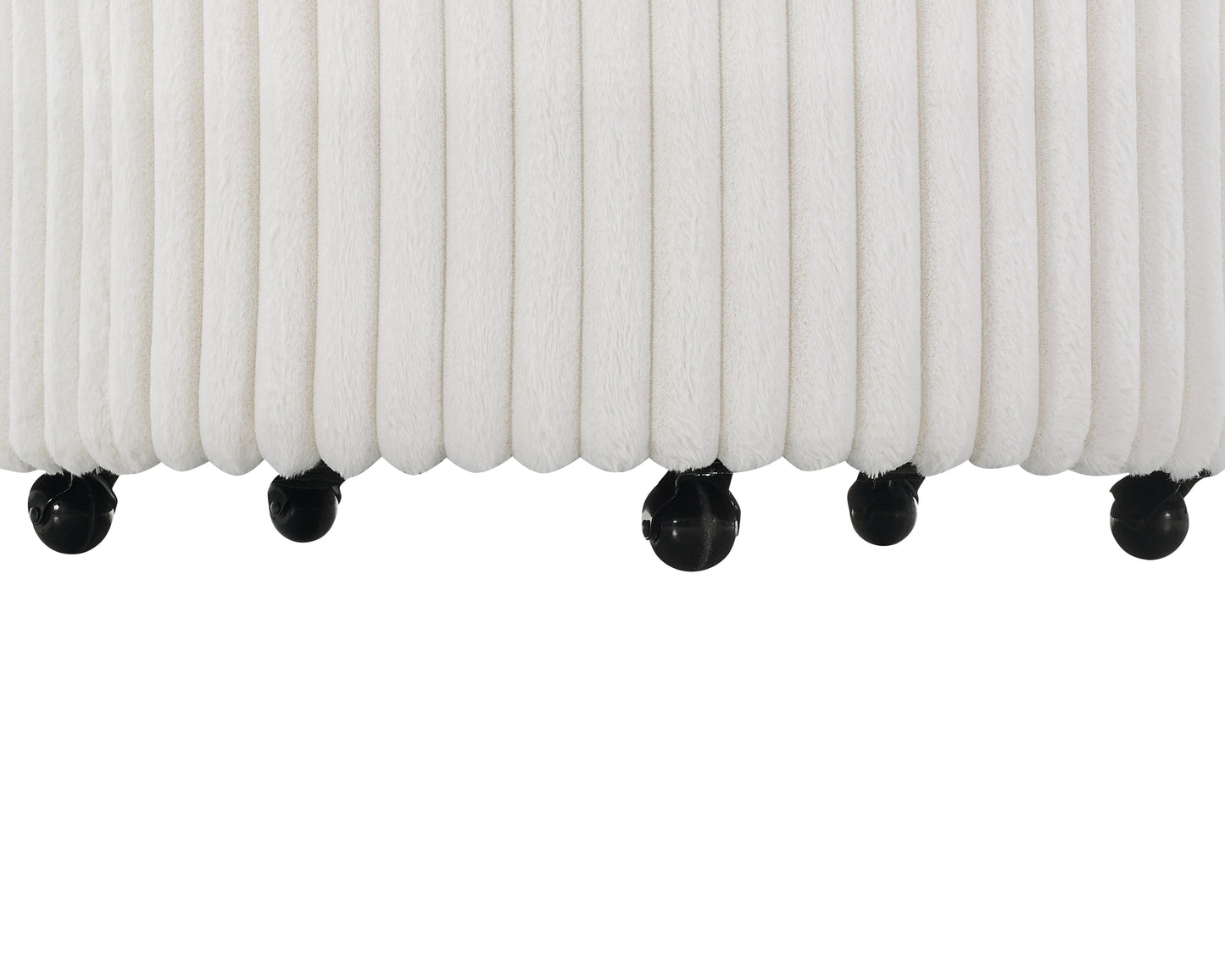 Roundhill Furniture Malna Plush Wide Wale Corduroy Upholstered Barrel Accent Chair with Wheels, Off-white