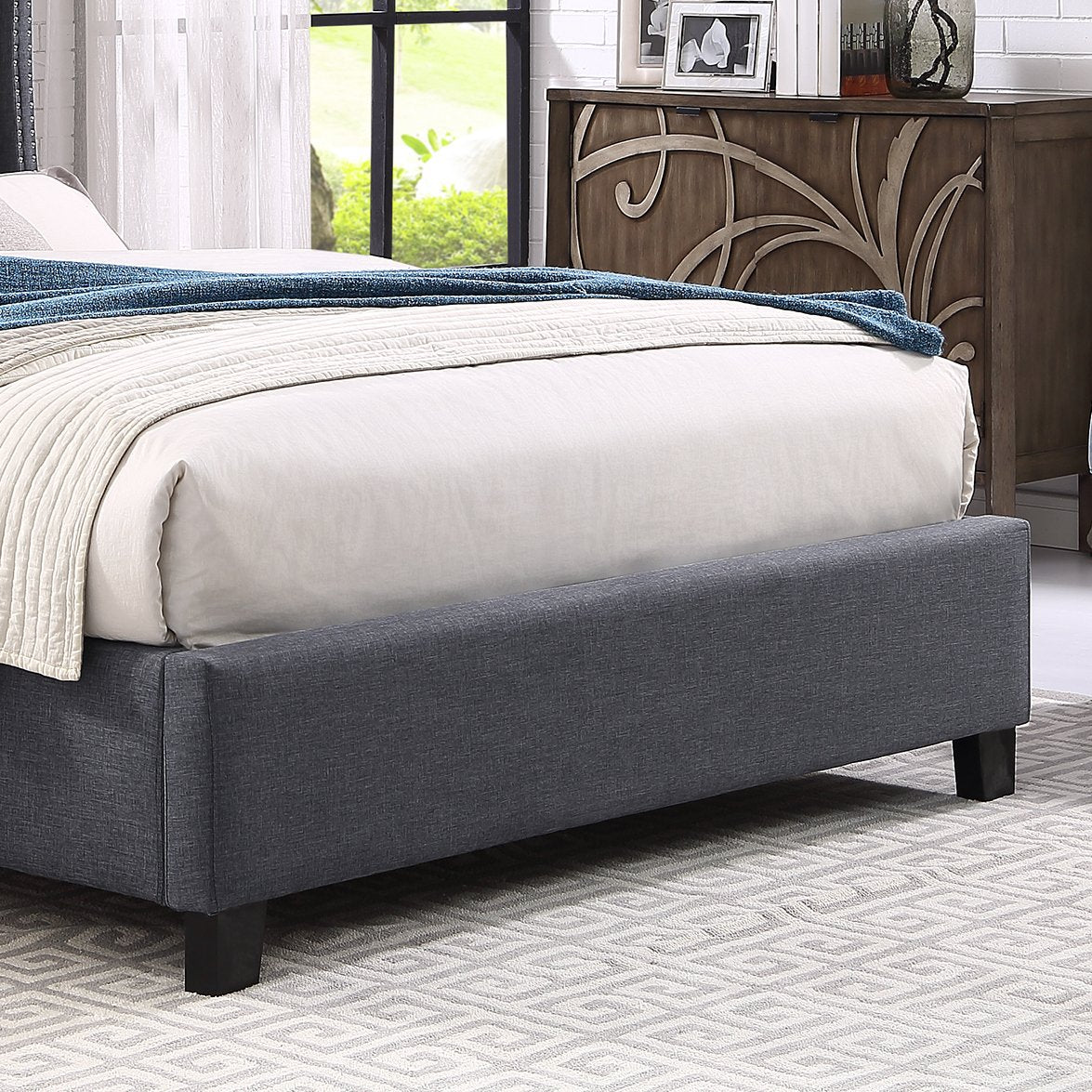 Roundhill Furniture Nantarre Fabric Button Tufted Wingback Upholstered Queen Bed with Nail Head Trim, Gray