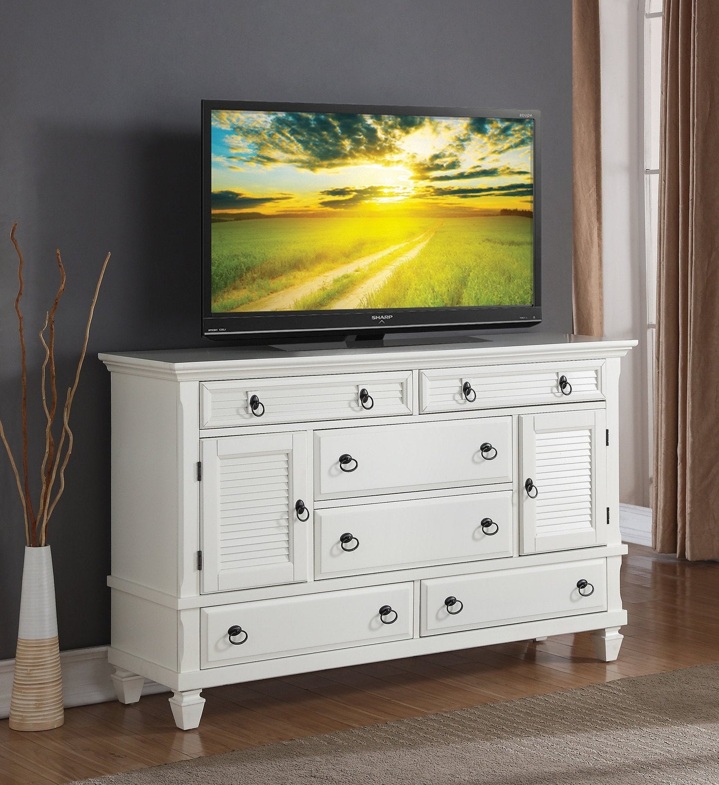 Regitina 016 White Bedroom Dresser w/ Mirror