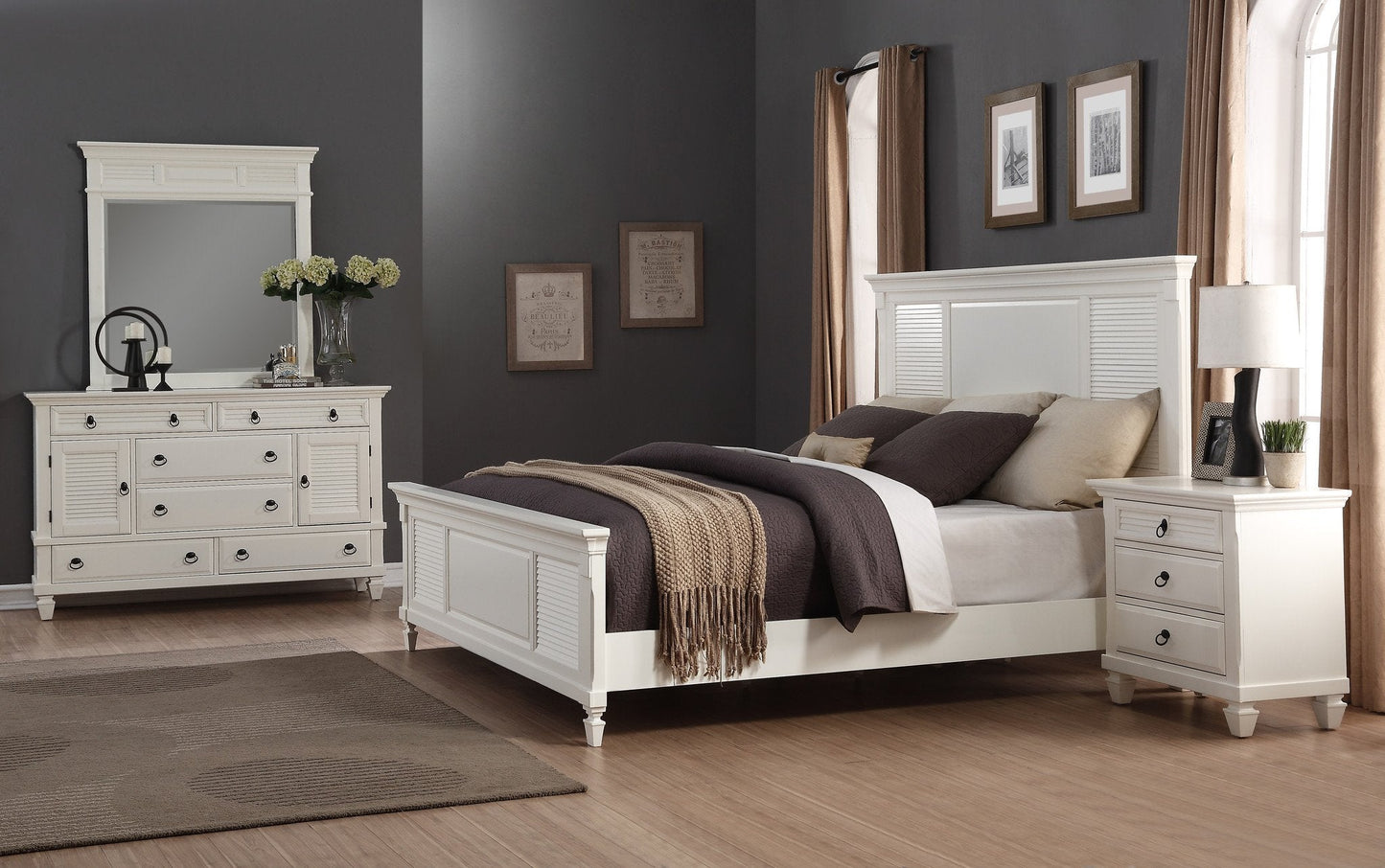 Regitina 016 White Bedroom Dresser w/ Mirror