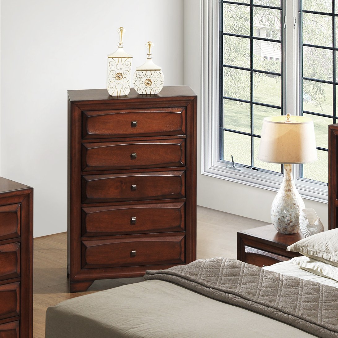 Oakland 139 Antique Oak Finish Wood 5 Drawers Chest