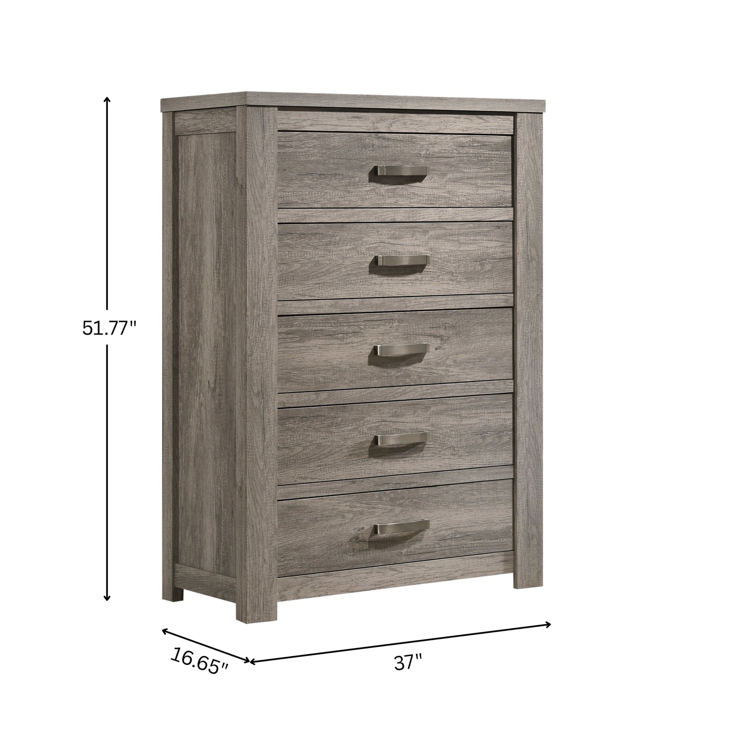 Floren Contemporary Weathered Gray Wood 5-Drawer Chest
