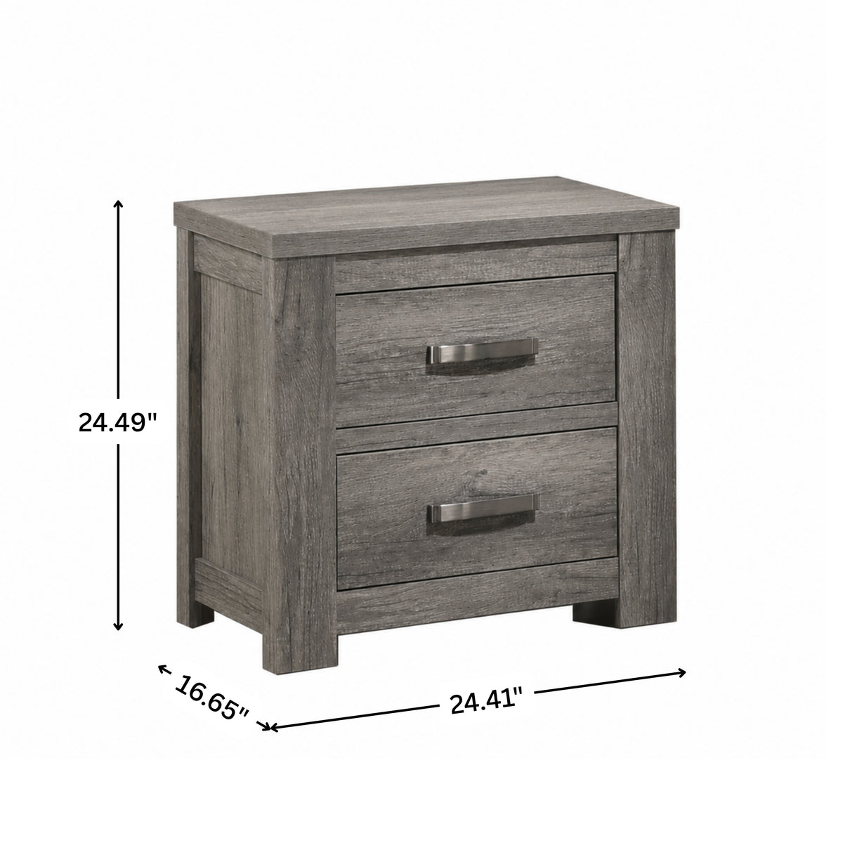 Floren Contemporary Weathered Gray Wood Two-Drawer Nightstand