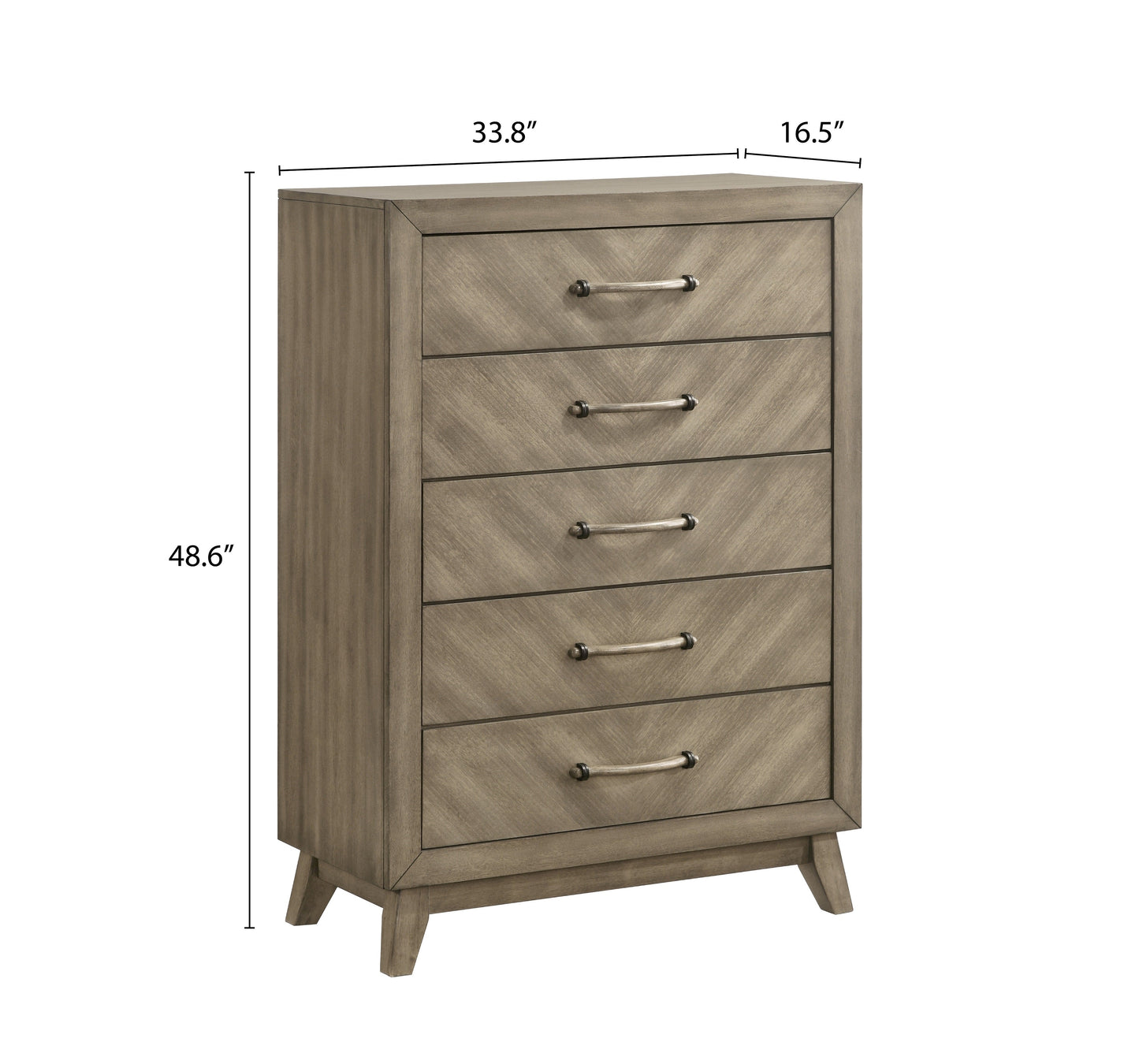 Roundhill Furniture Arena Contemporary 5-Drawer Chest in Weathered Sand