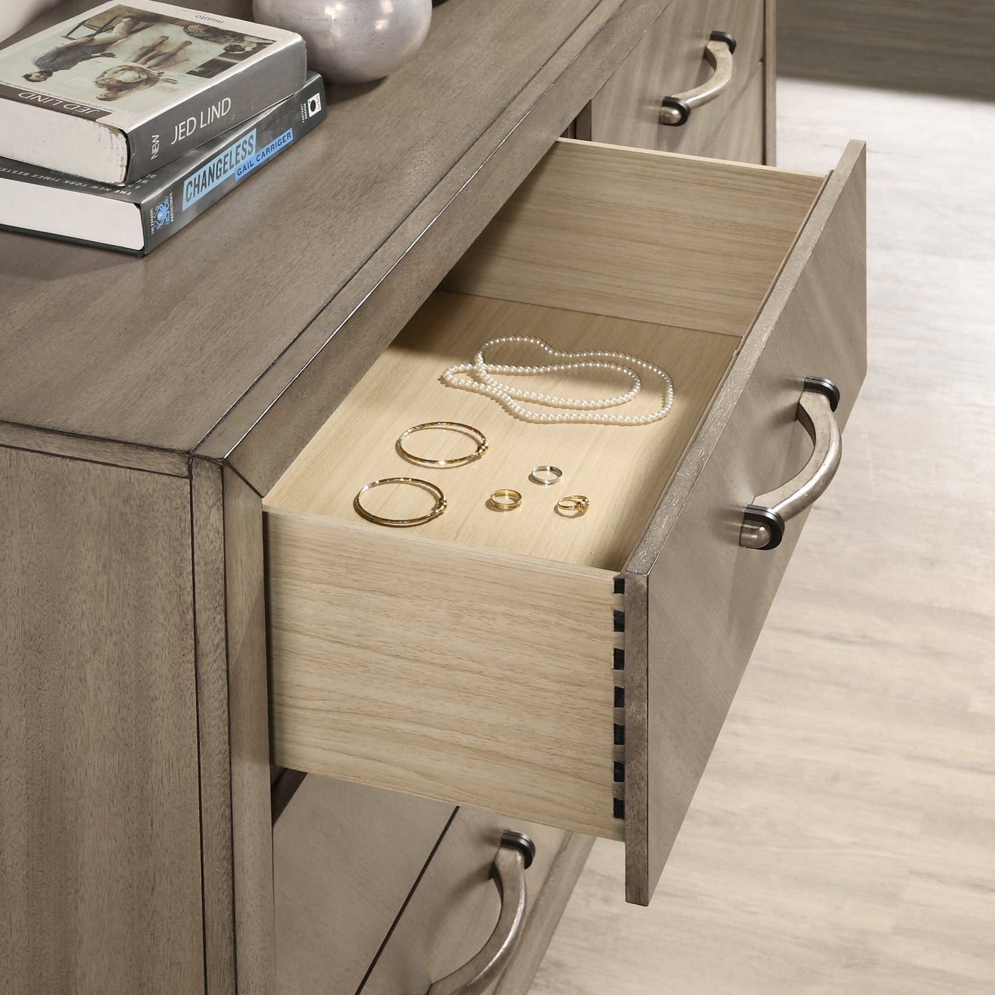 Roundhill Furniture Arena Contemporary 6-Drawer Dresser in Weathered Sand