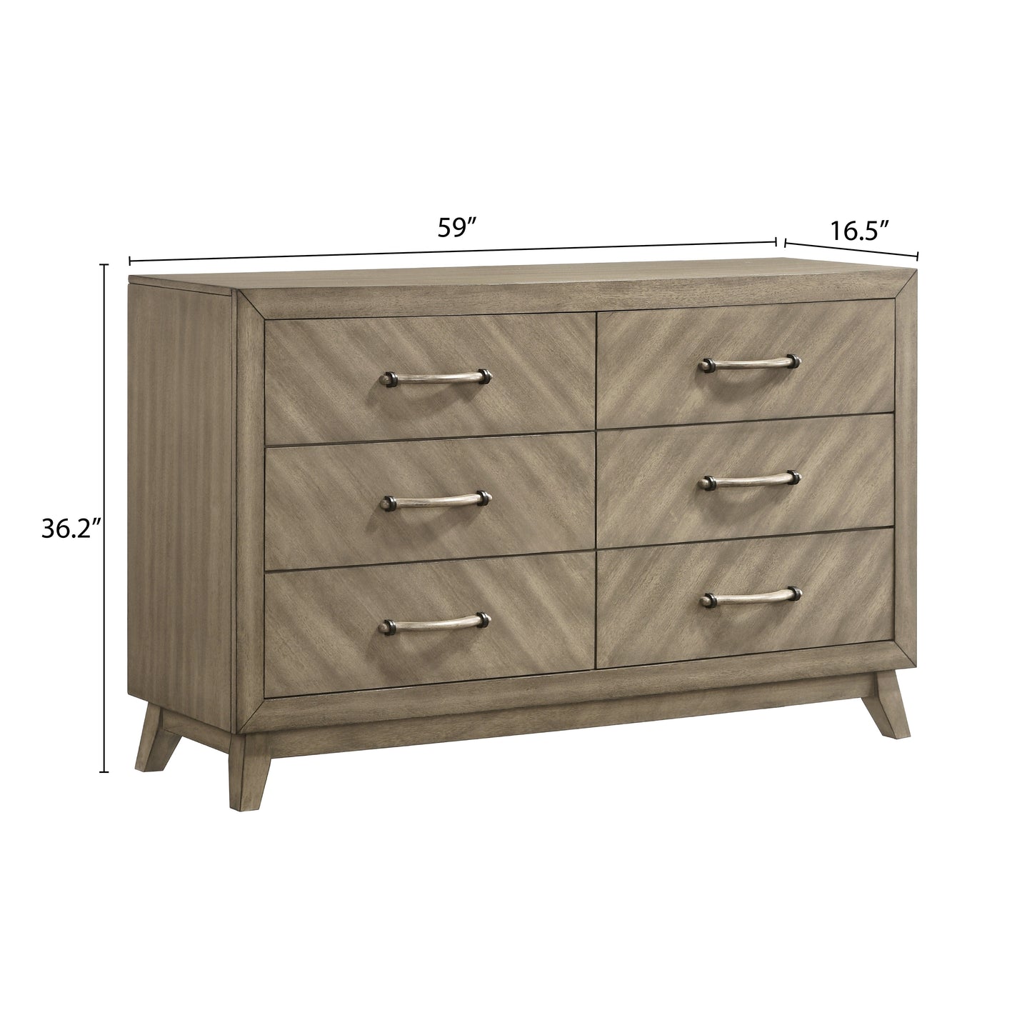 Roundhill Furniture Arena Contemporary 6-Drawer Dresser in Weathered Sand