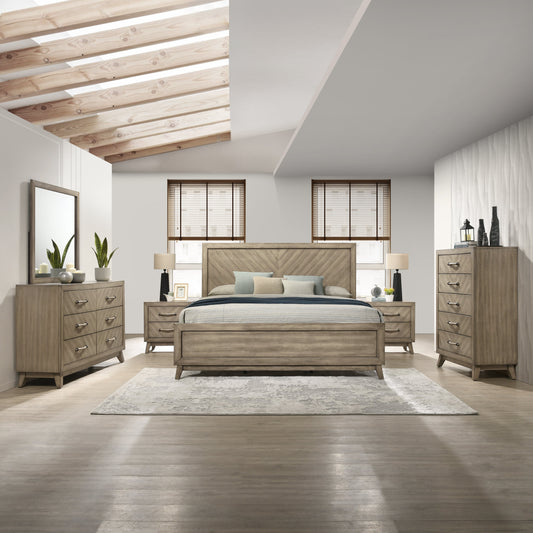 Roundhill Furniture Arena Contemporary Wood Bedroom Collection in Weathered Sand