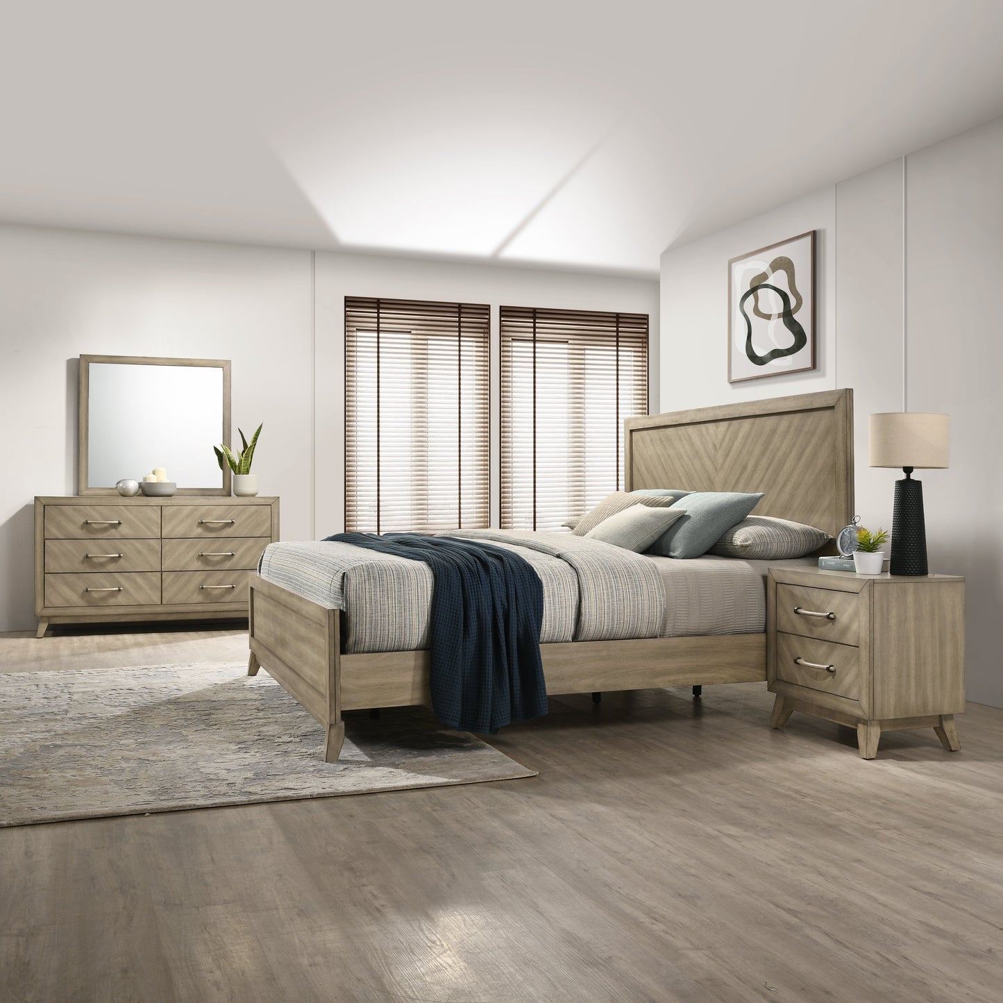 Roundhill Furniture Arena Contemporary Wood Bedroom Collection in Antique Gray