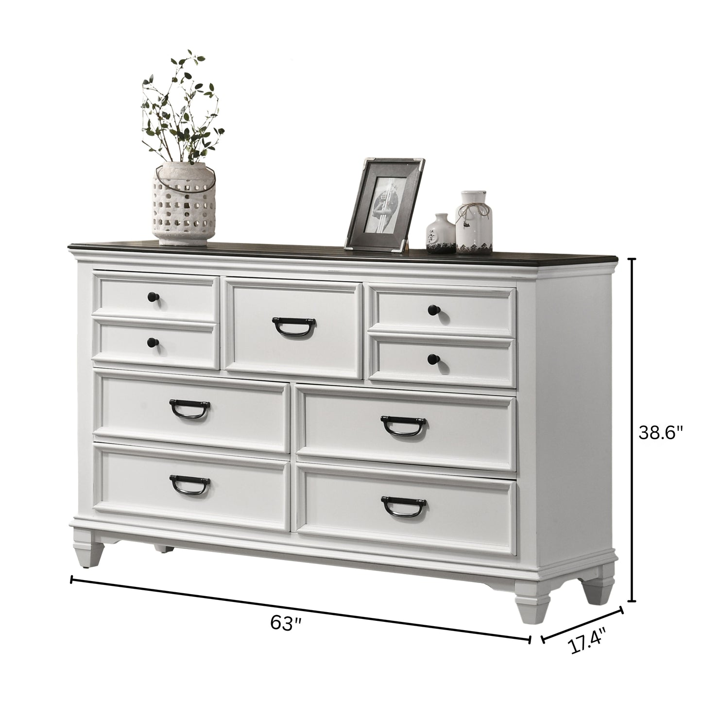 Roundhill Furniture Clelane Wood 7-Drawer Dresser