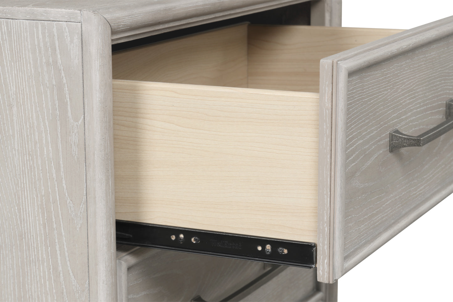 Roundhill Furniture Seluna 2-Drawer Bedroom Nightstand with built-in USB port, Gray Oak Finish