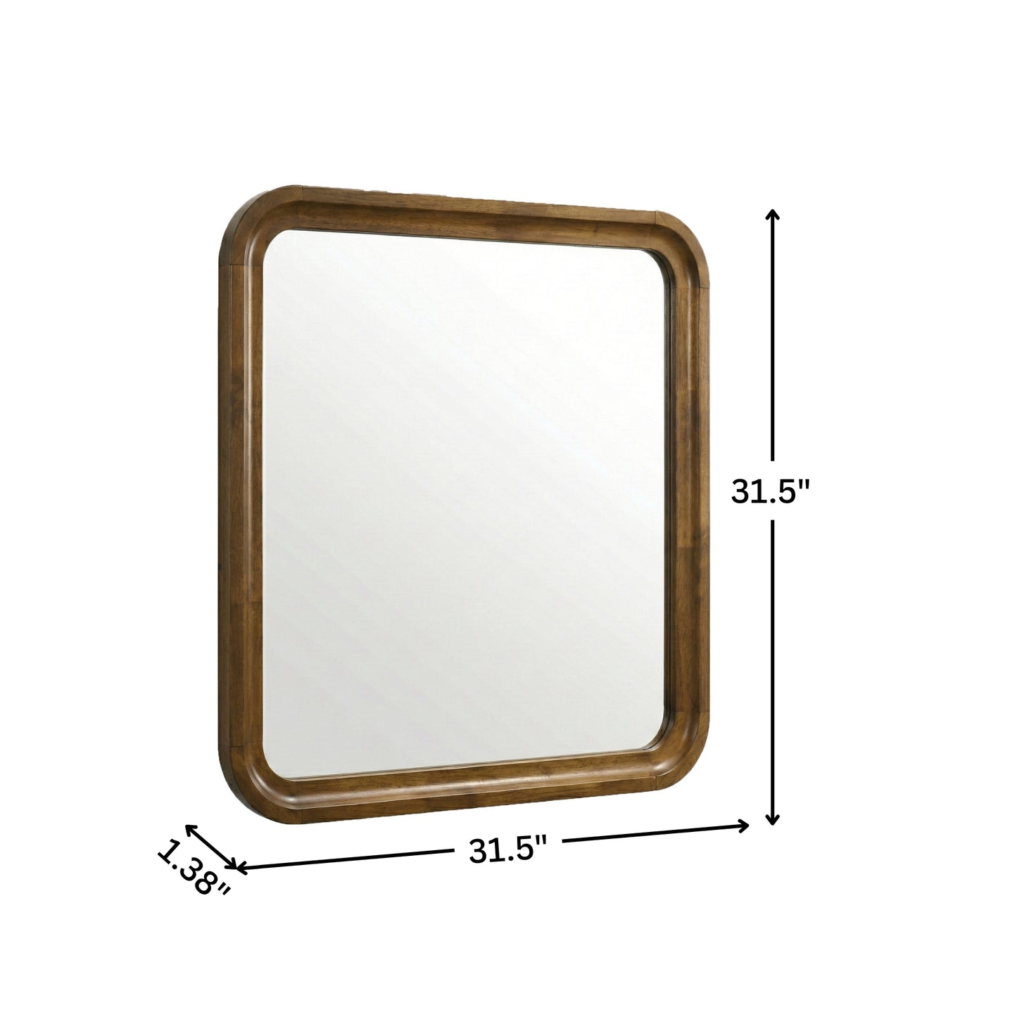 Roundhill Furniture Eldren Wood Frame Mirror, Walnut Finish