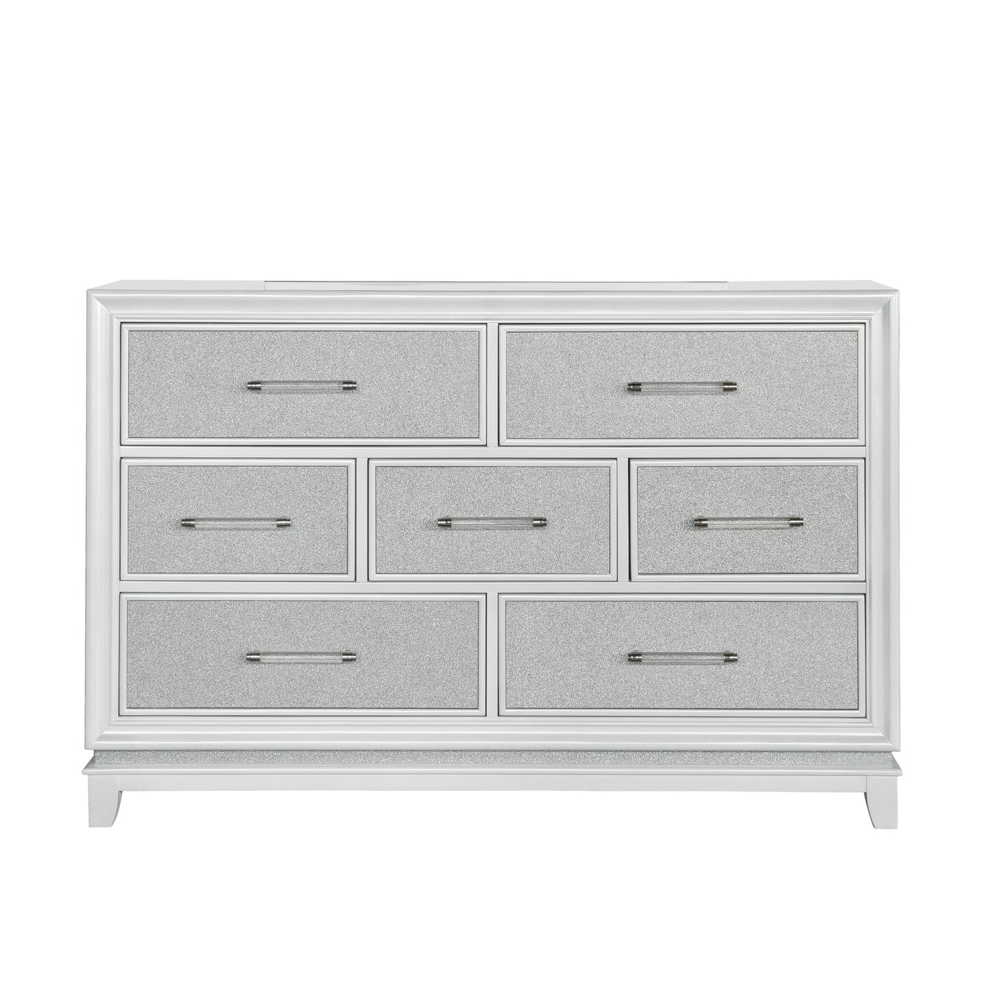 Galaxy 7-Drawer Bedroom Dresser with Mirror, With LED Lights, Pearlized White