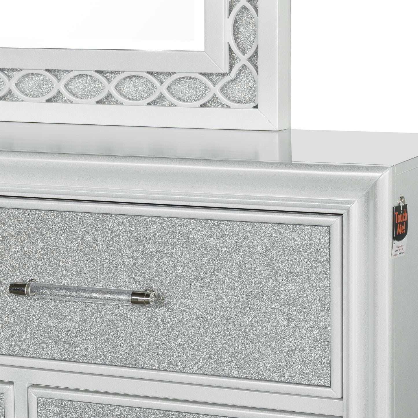 Galaxy 7-Drawer Bedroom Dresser with Mirror, With LED Lights, Pearlized White