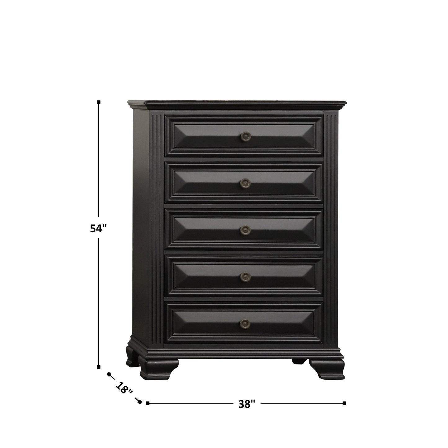 Renova Vintage Black 5-Drawer Chest