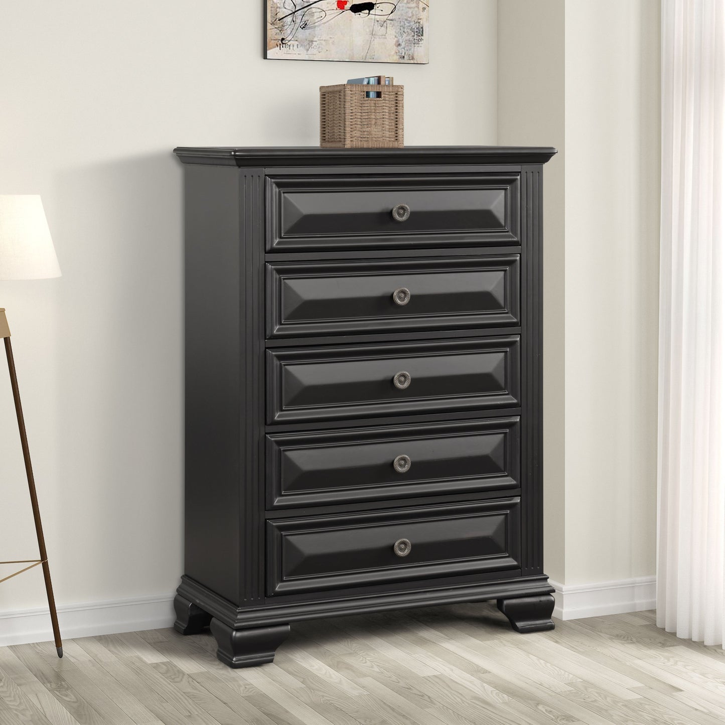 Renova Vintage Black 5-Drawer Chest